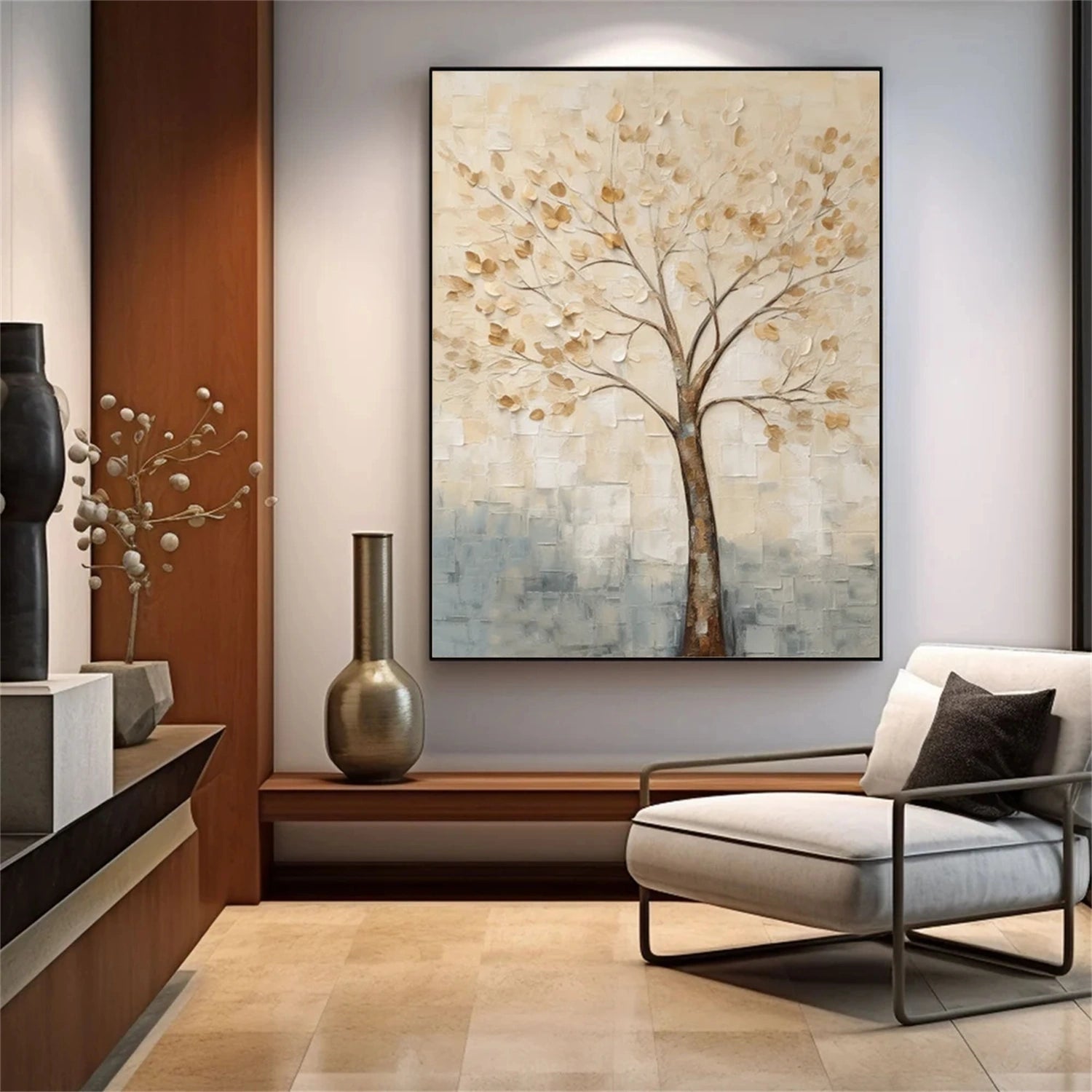Flower and Tree Painting #FT 207 - Handmade Canvas Wall Art for Home & Office Decor - Perfect for Living Room, Bedroom, or Gift