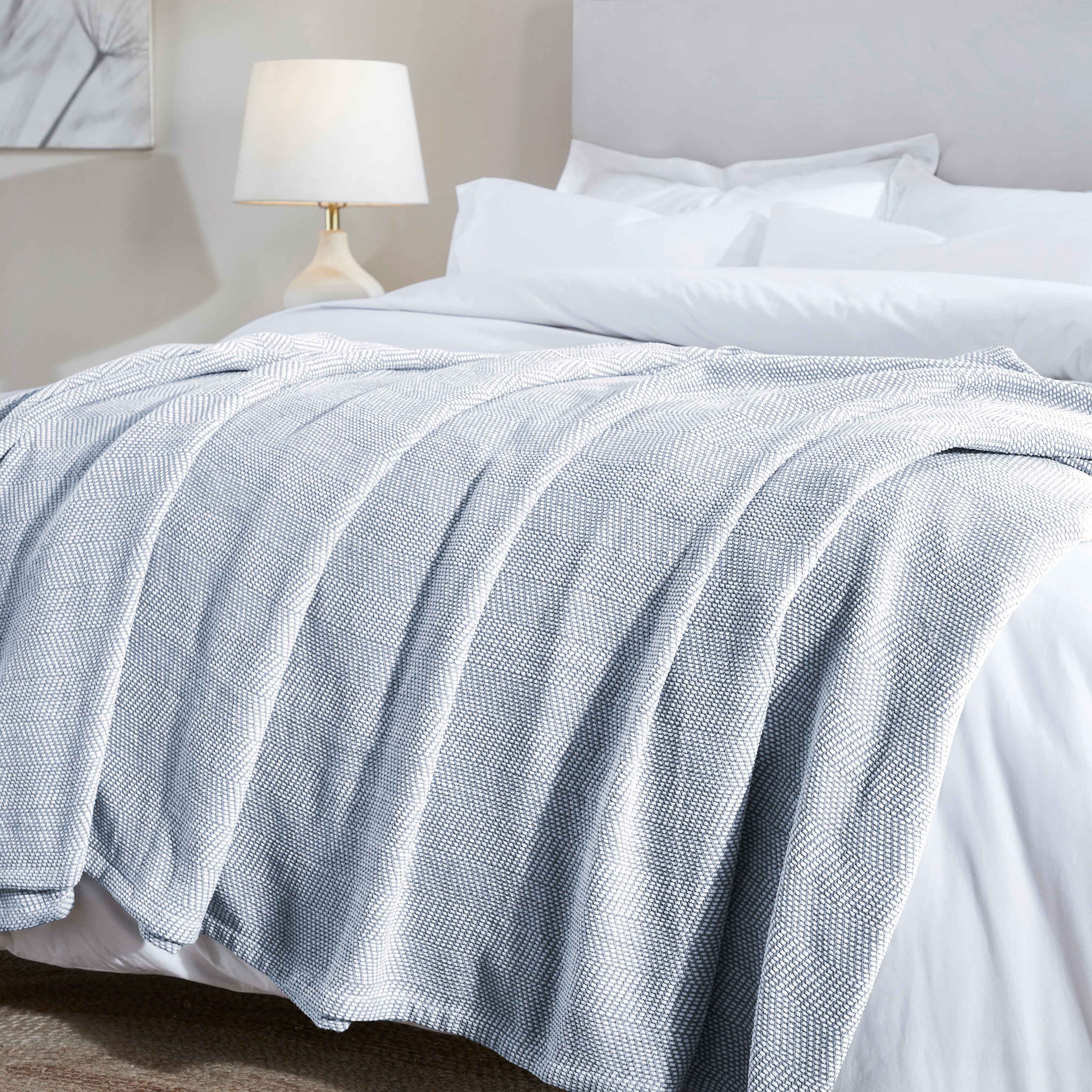 Premium Maya Chenille Herringbone Cotton Blanket - Medium Weight Soft Throw for Bed, Sofa & Couch - Cozy Home Decor for All Seasons