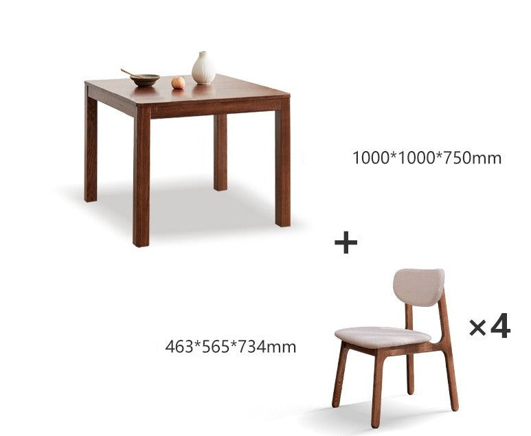 Solid Oak Wood Square Dining Table - Rustic Farmhouse Style for Kitchen, Dining Room & Small Space Gatherings
