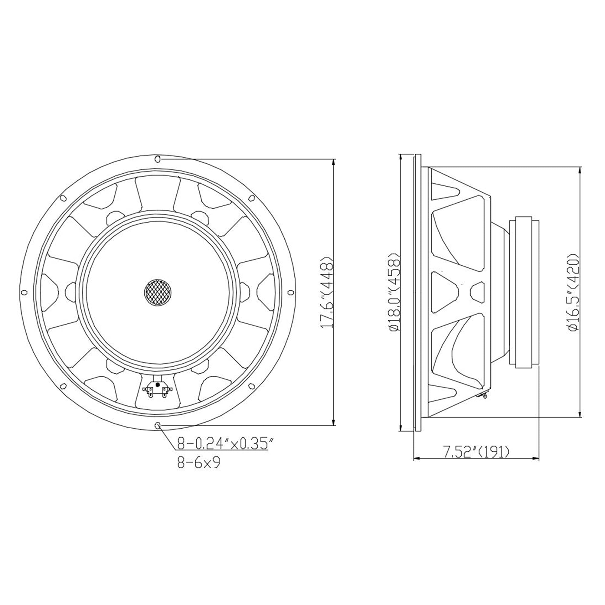 Sound Town 18” 800W Raw Woofer Speaker with 4