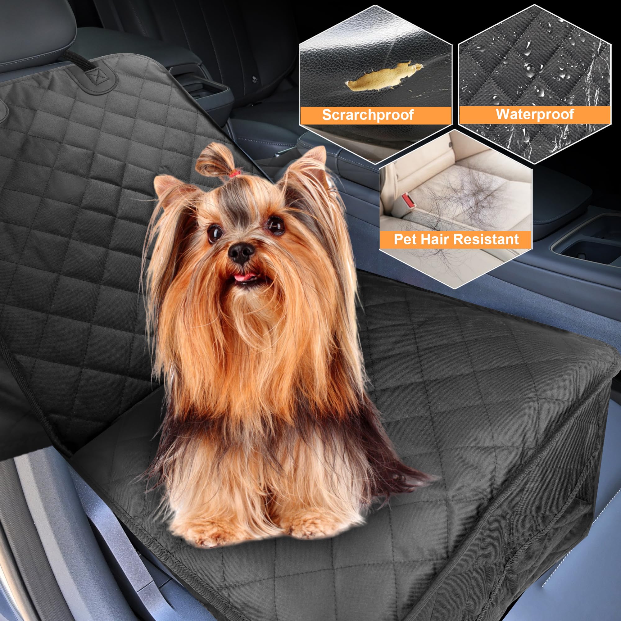 Waterproof Dog Car Seat Cover for Front Seat - Scratchproof Pet Hammock with Mesh Window & Zipper Opening - Universal Fit for Cars, Trucks, SUVs & Jeeps - Perfect for Travel, Outdoor Adventures & Daily Commutes