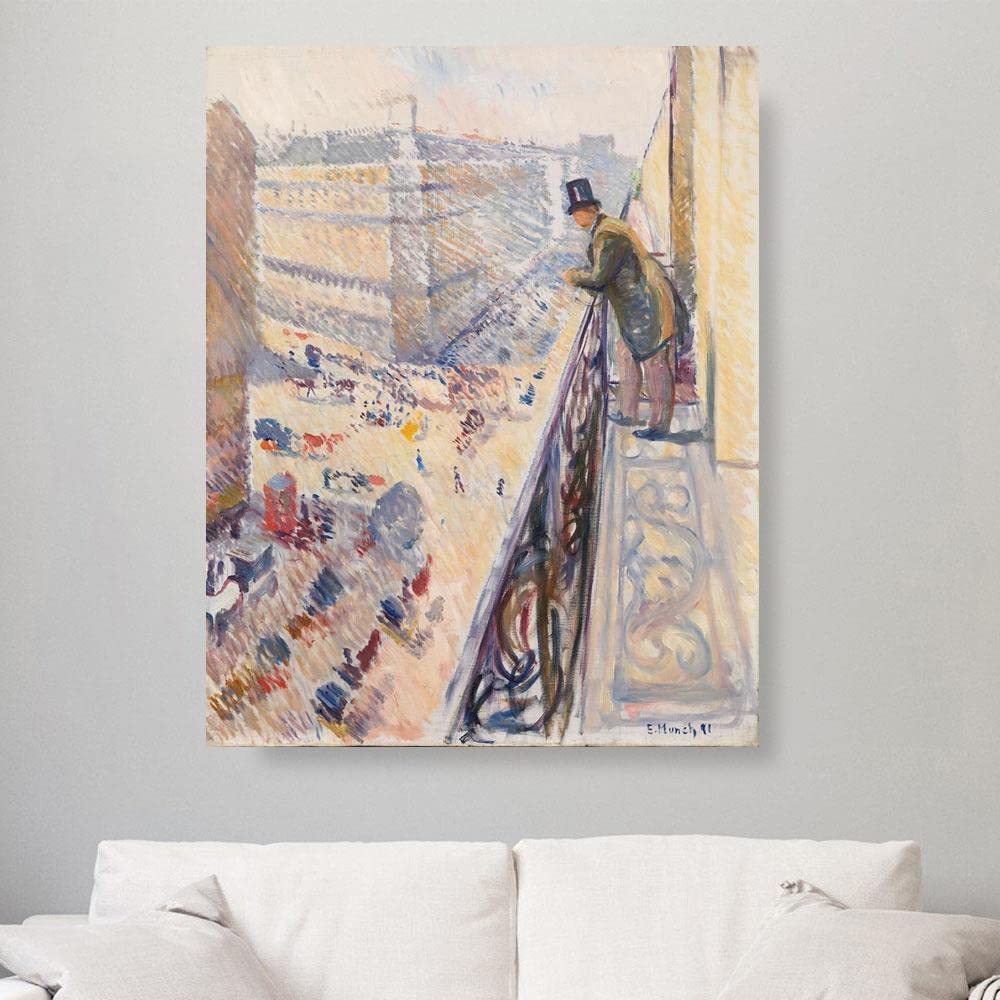 Hand Painted Oil Painting Reproduction - Edvard Munch 'Rue Lafayette' 1891 Cityscape Artwork | 38x48 in (95x120 cm) Rolled Canvas Wall Decor | Perfect for Living Room, Bedroom & Office Decor