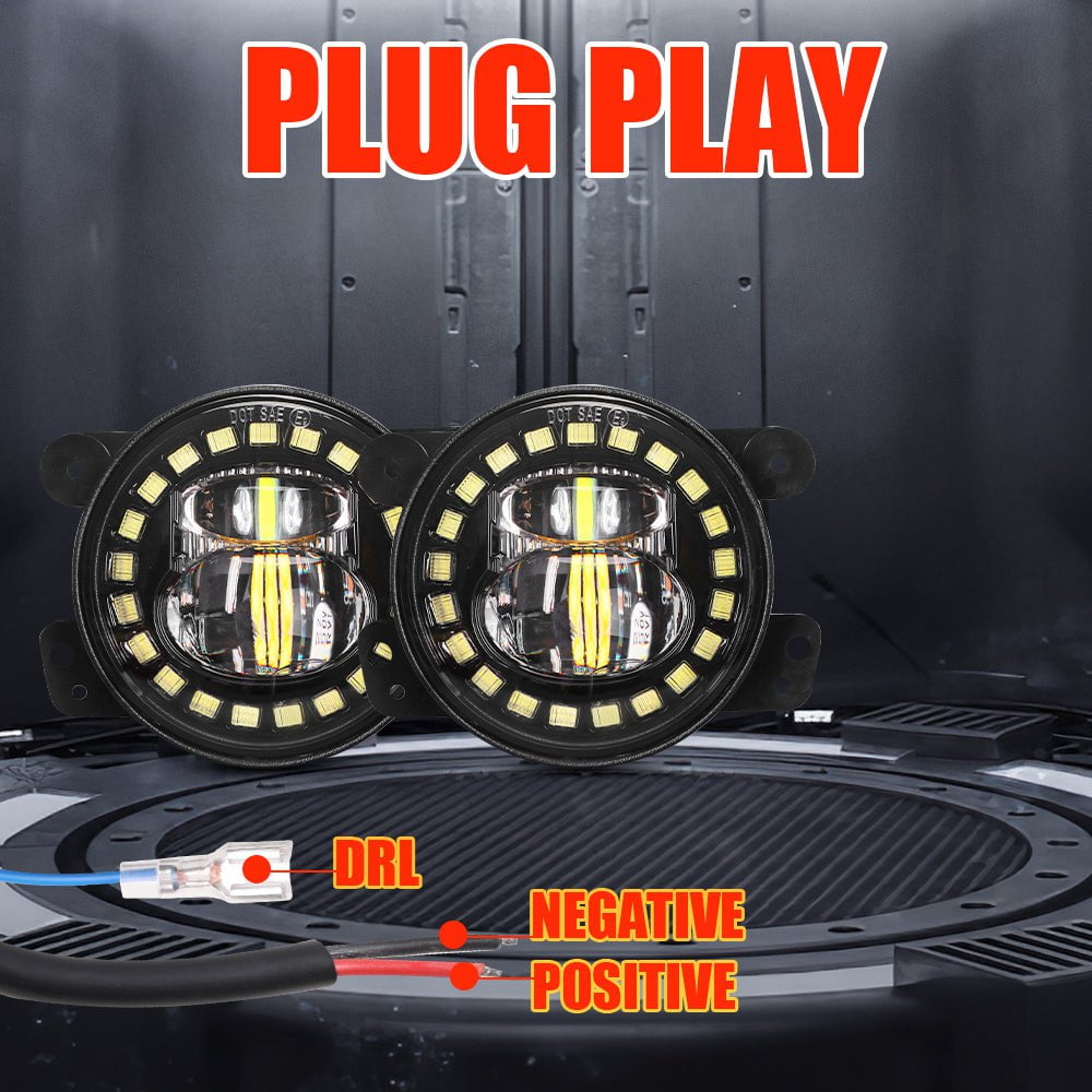 4 Inch LED Osram Fog Lights for Jeep Wrangler & Gladiator - 1 Pair (6000K White, IP68 Waterproof) - Perfect for Off-Roading, Night Driving & Extreme Weather Conditions