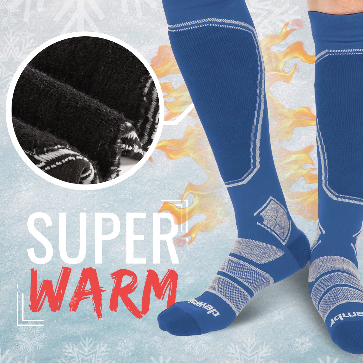 Premium Merino Wool Ski Socks for Men & Women - Thermal Winter Snowboard Socks with Moisture Wicking & Cushioning - Ideal for Skiing, Snowboarding & Cold Weather Outdoor Activities