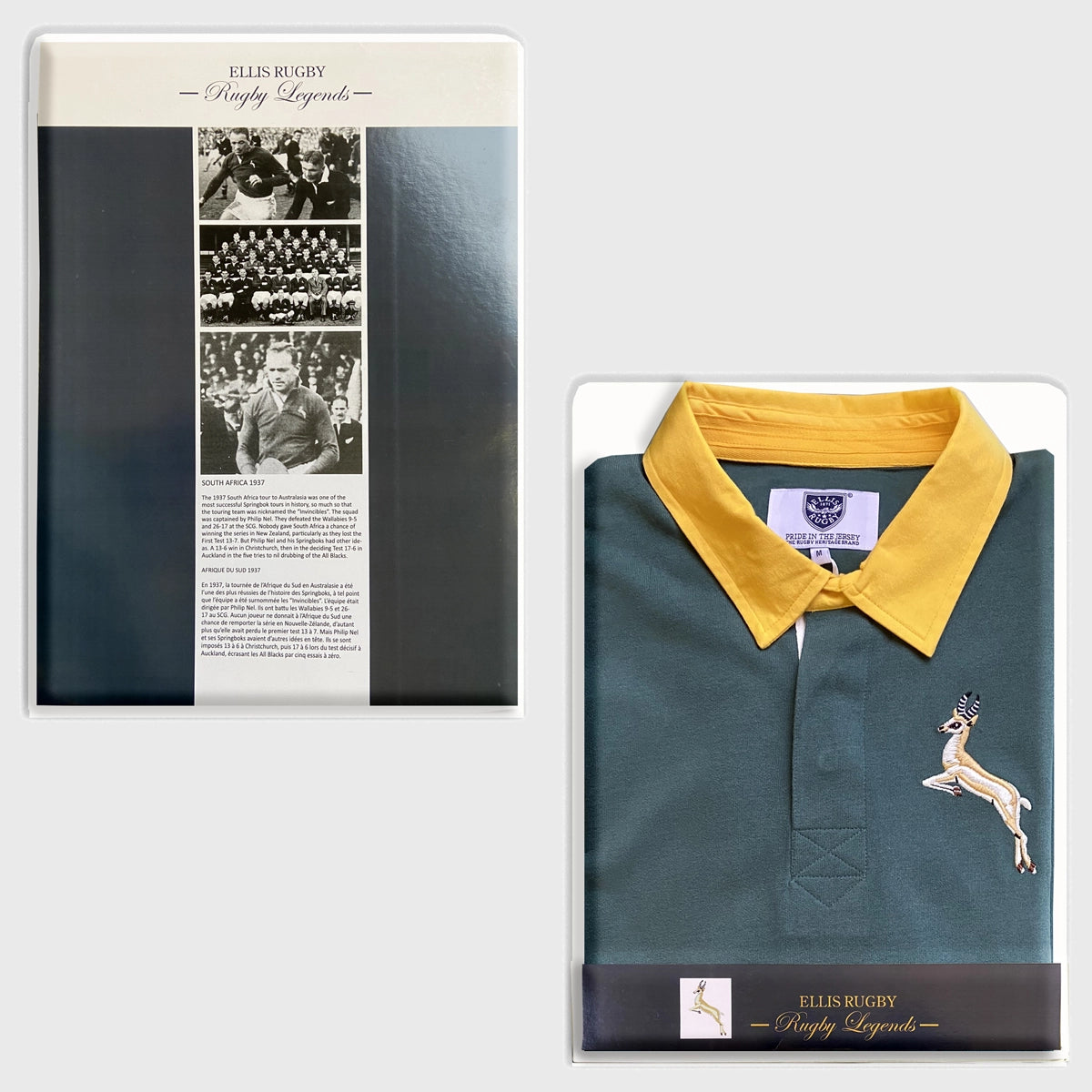 Ellis Rugby Vintage 1937 South Africa Long Sleeve Rugby Jersey - Retro Rugby Shirt for Fans, Collectors & Game Day Outfits