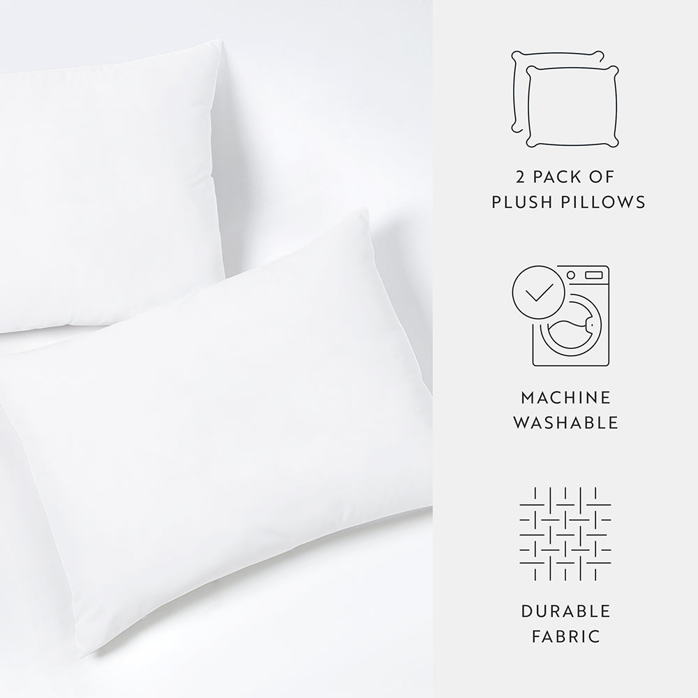 Soft Microfiber Pillows 2 Pack - Ultra Plush Bed Pillows for Side, Back & Stomach Sleepers - Perfect for Home, Office & Travel Use