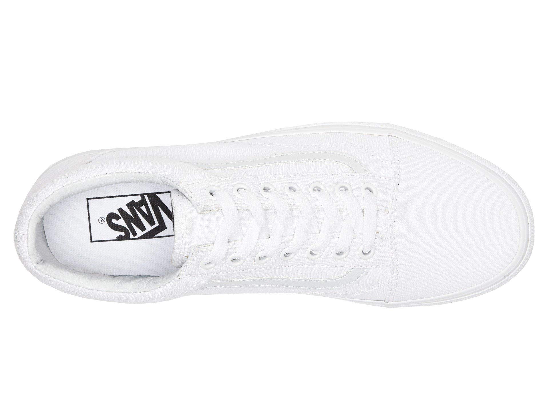 Vans Old Skool Women's Skateboarding Sneakers - White Canvas Shoes Size 7.5 Women/6 Men - Casual Streetwear & Skateboarding Fashion for Everyday Wear