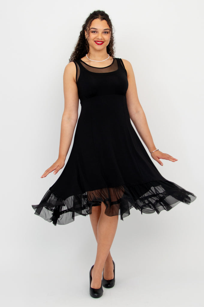 Danube Dress - Black Bamboo Fabric Women's Summer Dress for Casual Wear, Beach Outings, and Date Nights