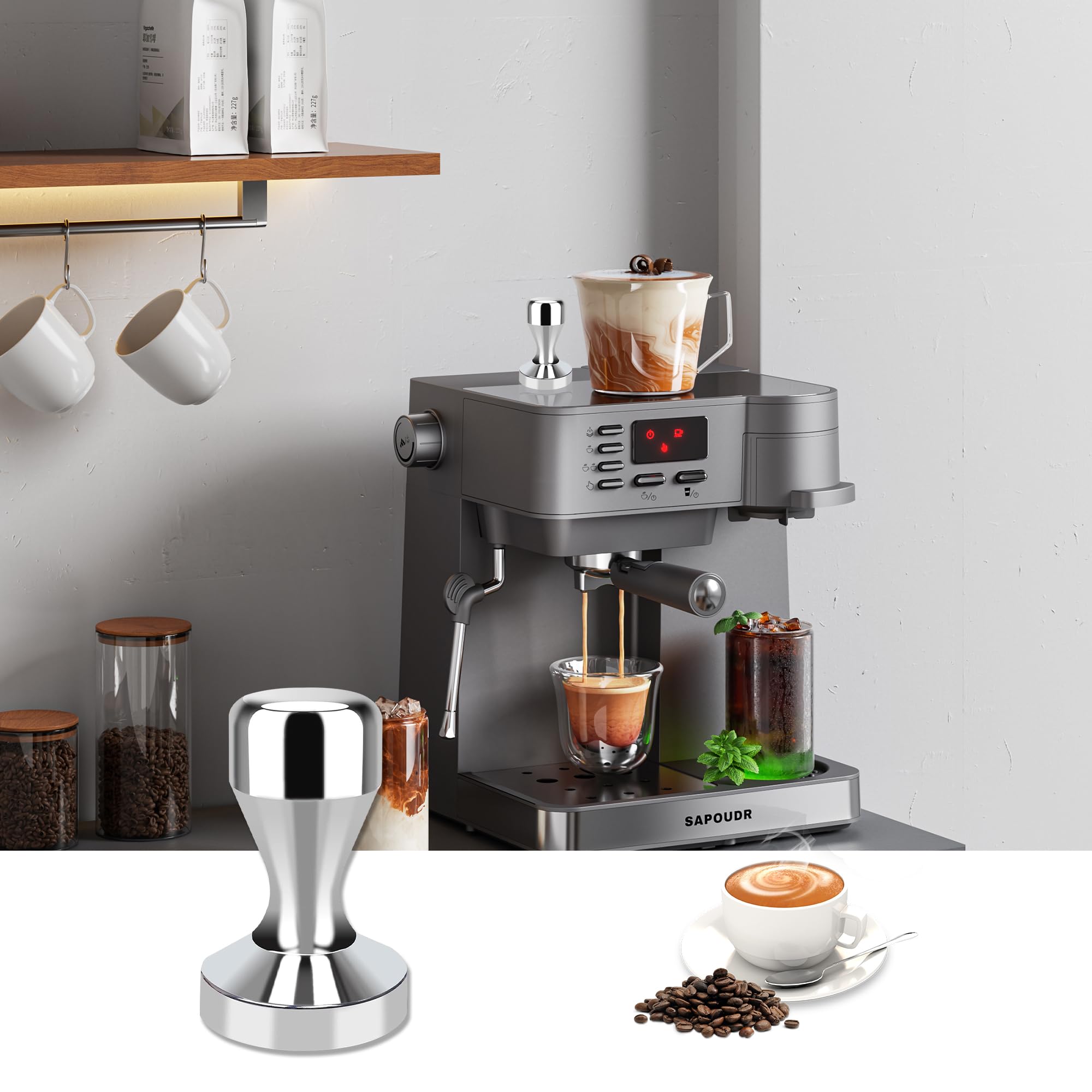 Premium 49mm Stainless Steel Coffee Tamper - Professional Espresso Barista Tool for Perfect Coffee Grounds Press | Ideal for Home Brewing & Café Use