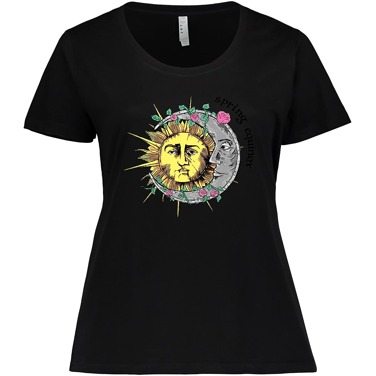Inktastic 1st Day of Spring Sun and Moon Graphic Plus Size Women's T-Shirt | Cute Spring Tee for Casual Wear, Outdoor Activities & Seasonal Fashion