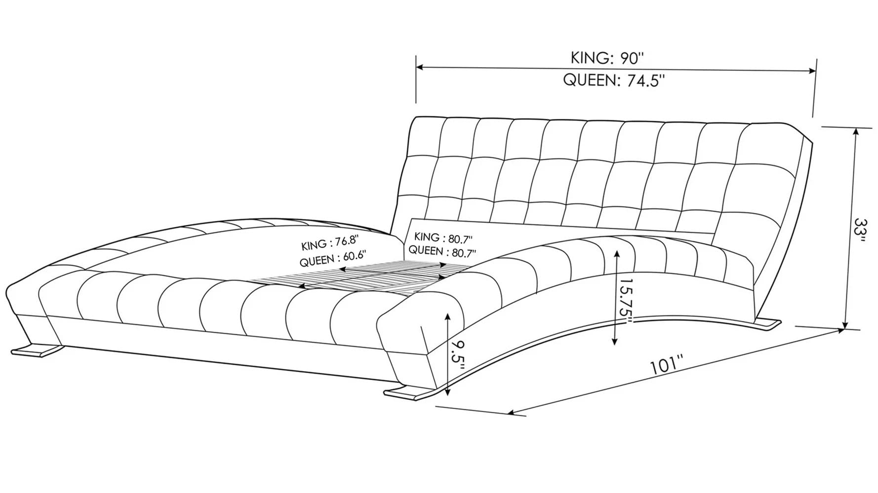 ZURI Adonis White Tufted Leather Platform Bed - Queen Size, Modern Upholstered Bed Frame with Storage, Luxury Bedroom Furniture for Master Bedroom & Guest Room