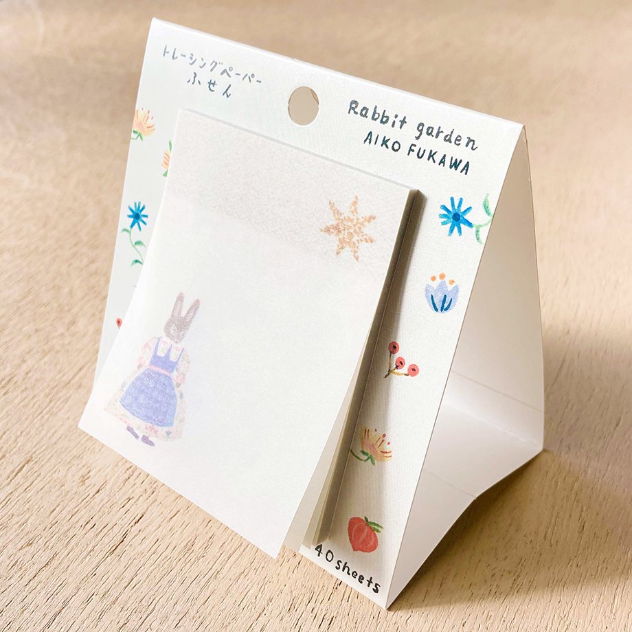 Aiko Fukawa Rabbit Garden Tracing Sticky Notes - Cute Bunny Sticky Pads for Office, School & Planner Organization - Perfect for Journaling, Reminders & DIY Crafts