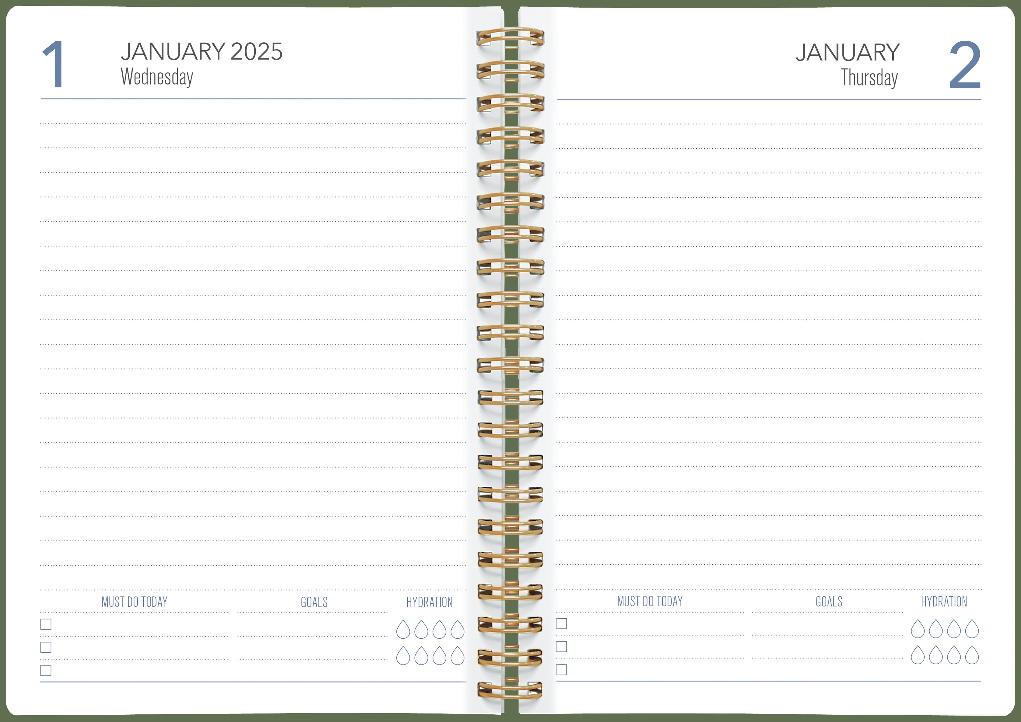 2025 Collins Diary A51 - Eco-Friendly Day Per Page Planner with Wiro Binding, Assorted Cover Designs, 148mm x 210mm - Perfect for Daily Scheduling, Journaling & Office Organization