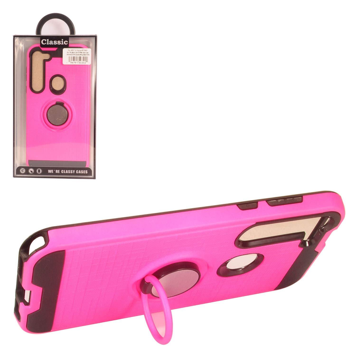 Motorola Moto G Stylus XT2043 & Moto G Power XT2041 (2020) Hybrid Phone Case with Ring Stand - RS2 Hot Pink - Protective Cover for Everyday Use, Work & Travel