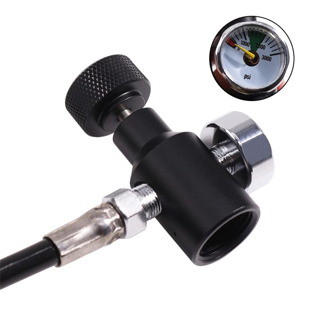 Heavy Duty Paintball Air Coil Remote Hose Line with QD & 3000 PSI Gauge - High Pressure Black Air Hose for Paintball Guns - Perfect for Outdoor Games, Tournaments & Tactical Training