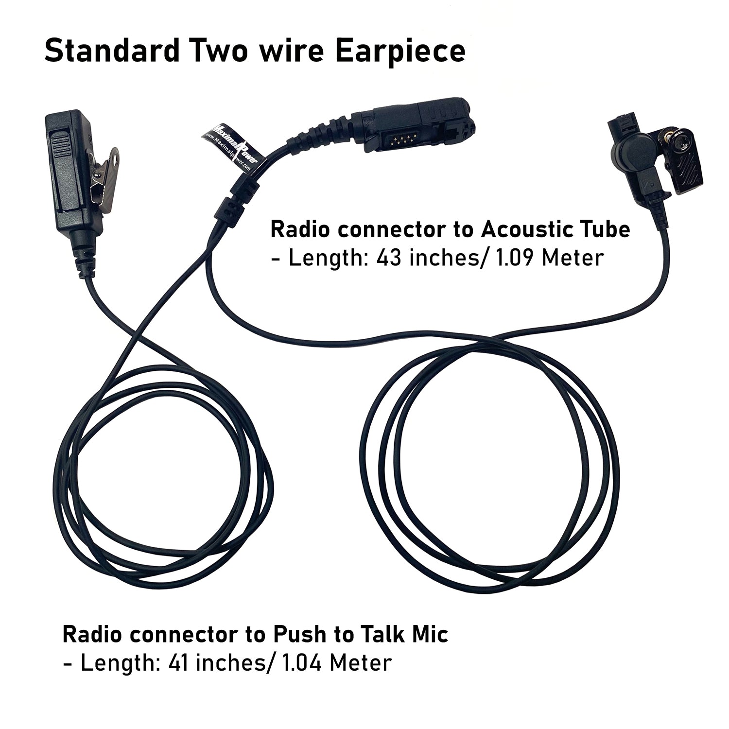 MaximalPower XPR 3500e XPR 3300e Earpiece Headset with Mic & PTT Button - Compatible with Motorola XPR3500 XPR3000 XPR3300 Walkie Talkies - Security Surveillance & Communication Headphones for Law Enforcement & Event Staff