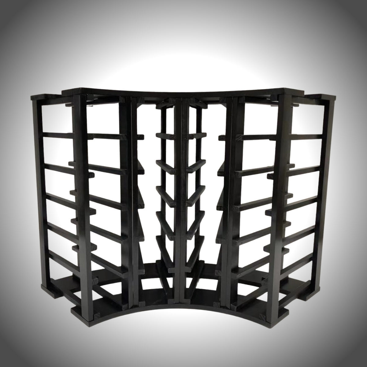4 Column 24 Bottle Curved Corner Wine Rack - Modern Wooden Wine Storage Cube for Kitchen, Dining Room or Bar Display - Perfect for Home, Restaurant and Wine Cellar Organization