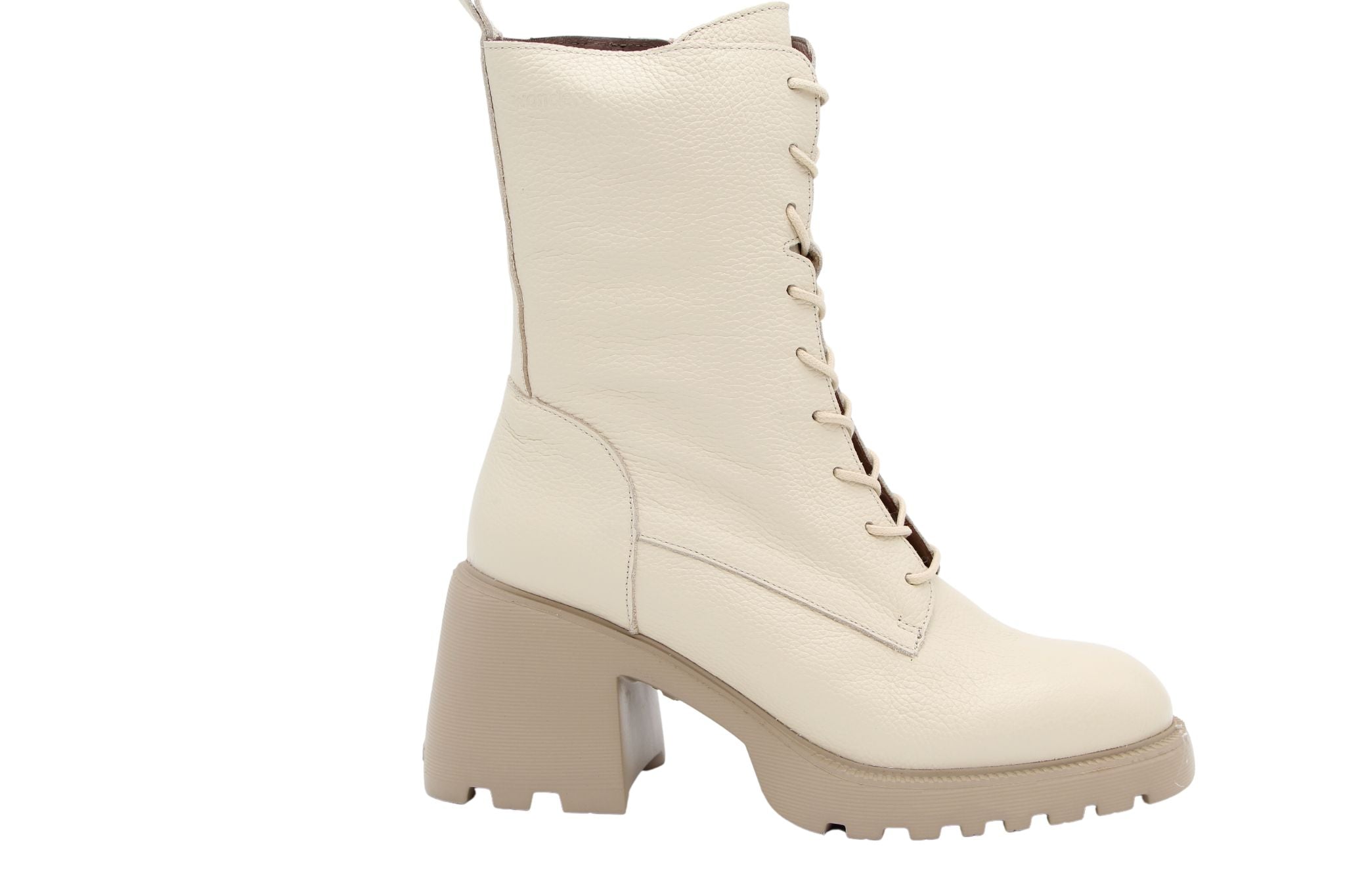 WONDERS Women's Cream Lace Up Ankle Boots with Block Heel - Comfortable Casual & Dress Shoes for Work, Party, and Everyday Wear (Style G 6704)
