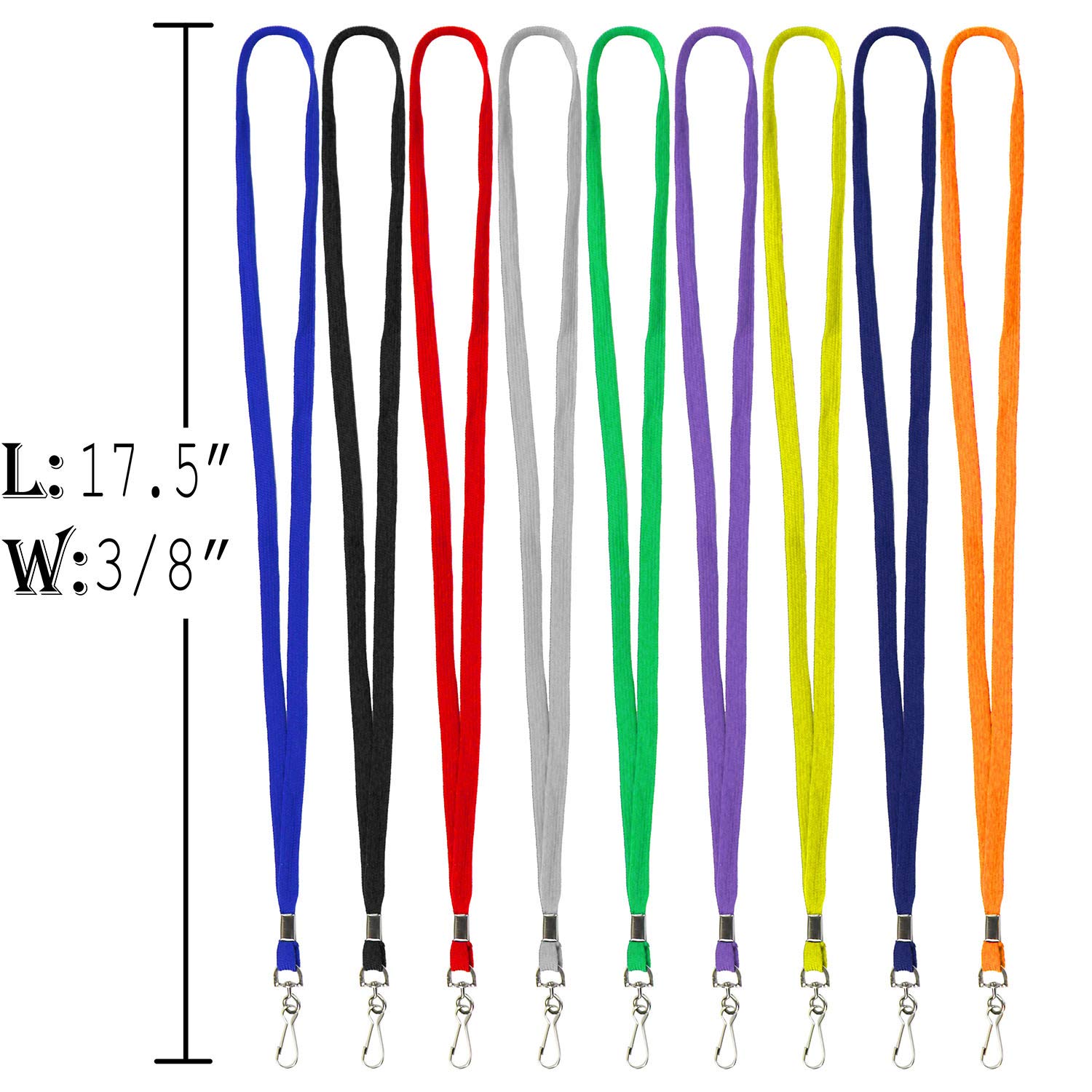 Durable Flat Lanyard with Swivel Hook & Clip - for ID Badges & Keys