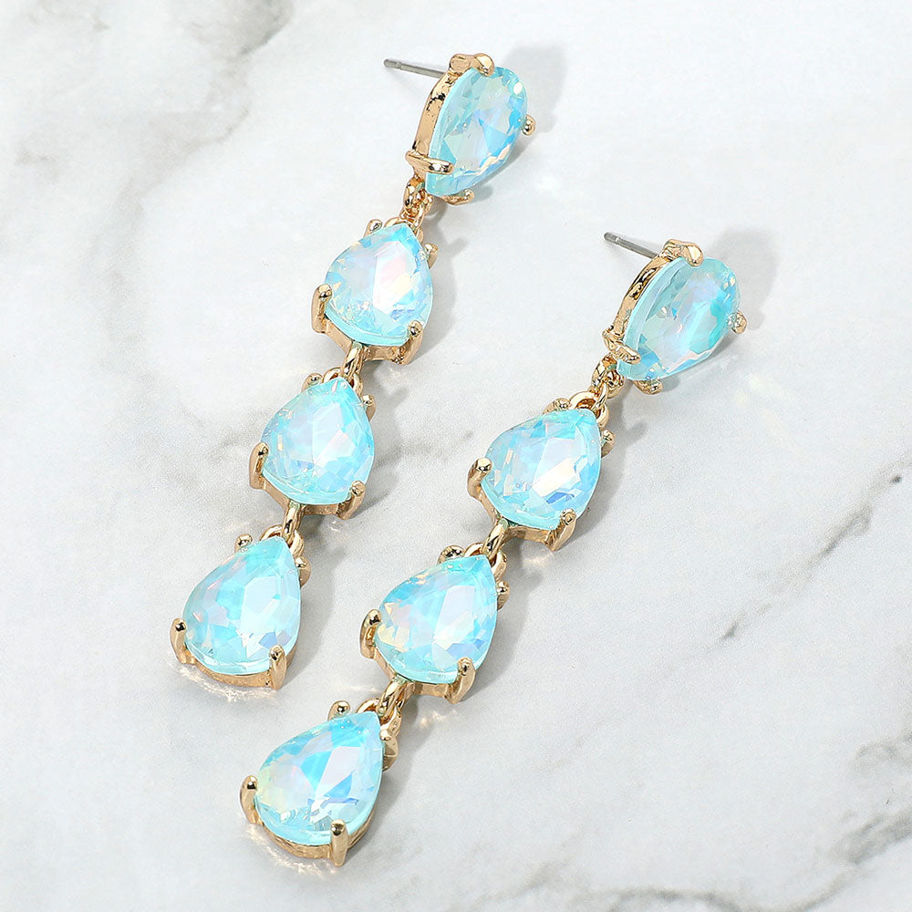 Aqua Opal Multi Teardrop Dangle Pageant Earrings for Women - Elegant Headshot Jewelry - 666780 - Perfect for Pageants, Weddings & Special Occasions