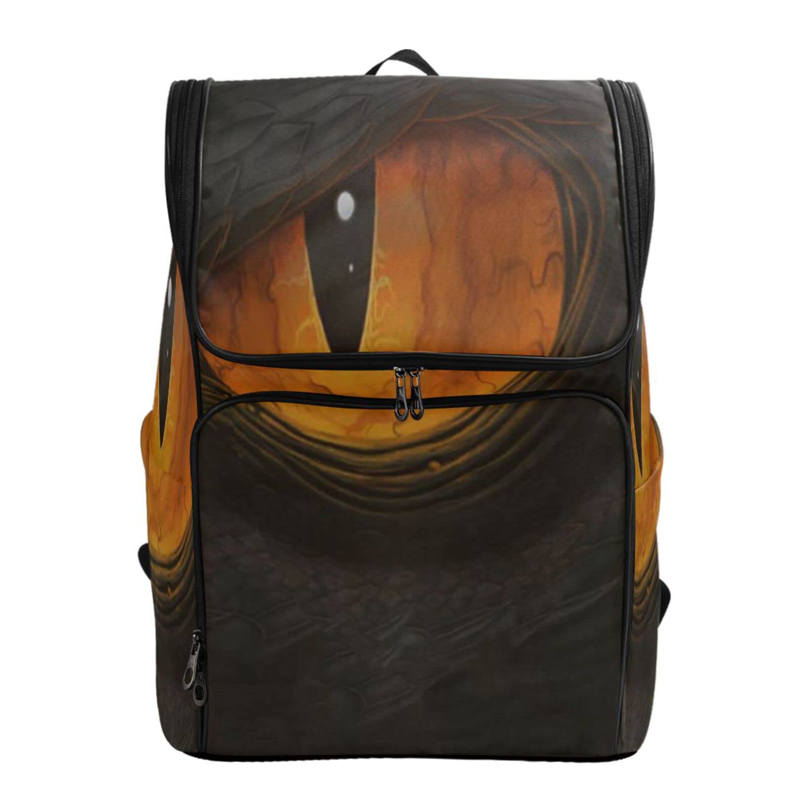 Dinosaur Print Brown Casual Backpack for College, School & Travel - Large Laptop Daypack with Eye Design for Hiking, Work & Daily Use | Perfect for Students, Office & Outdoor Adventures
