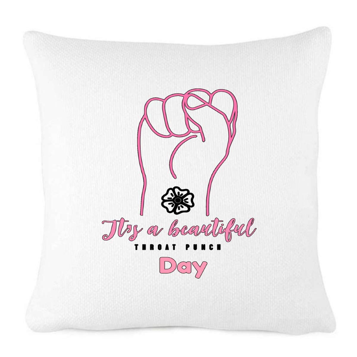 Vintage Farmhouse Throw Pillow Cover - Beautiful Throat Punch Day Home Decor for Couch, Sofa & Bedroom