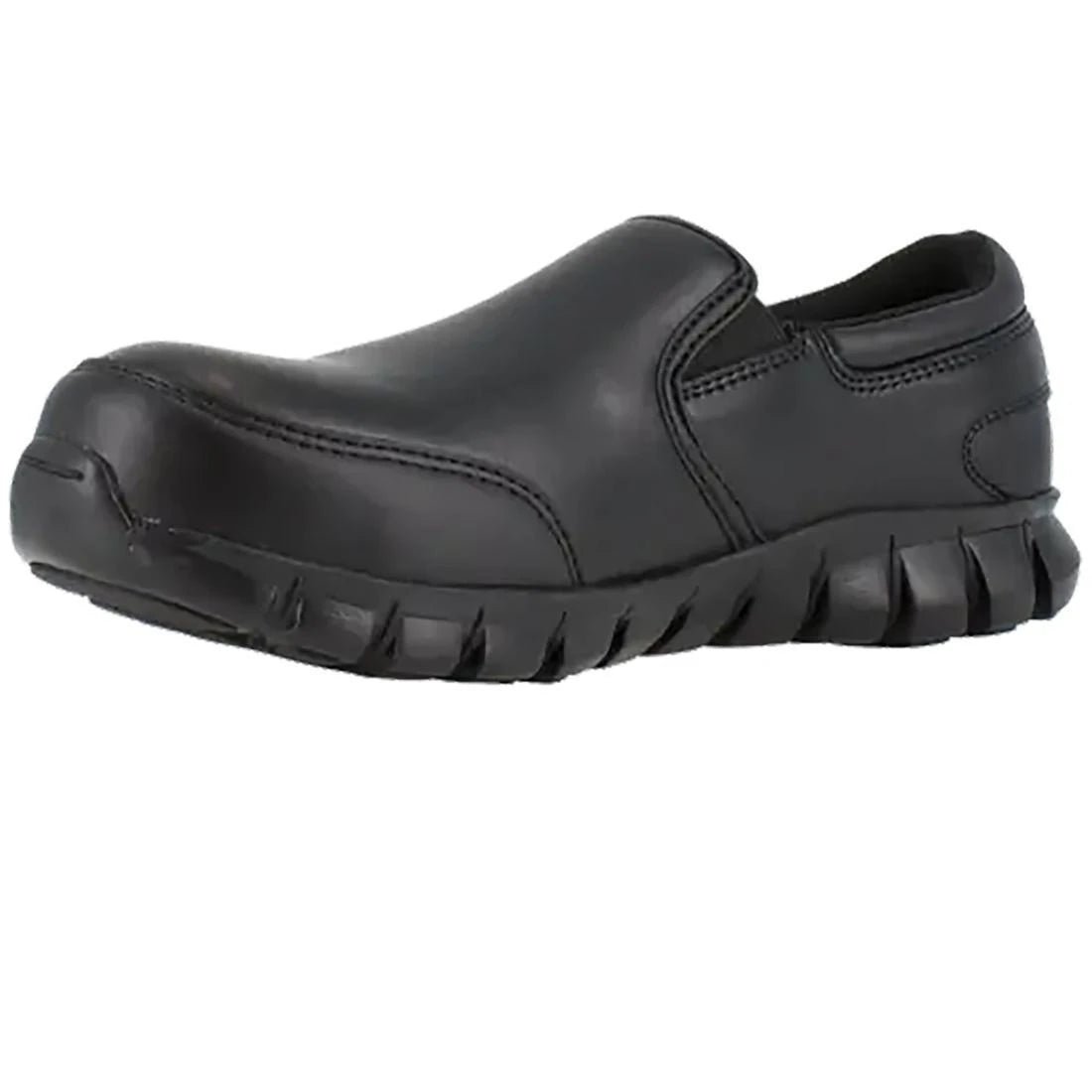Sublite Cushion Composite Toe Slip-On Work Shoes for Men - Lightweight Safety Shoes for Construction, Warehouse & Industrial Work - Black Athletic Work Sneakers