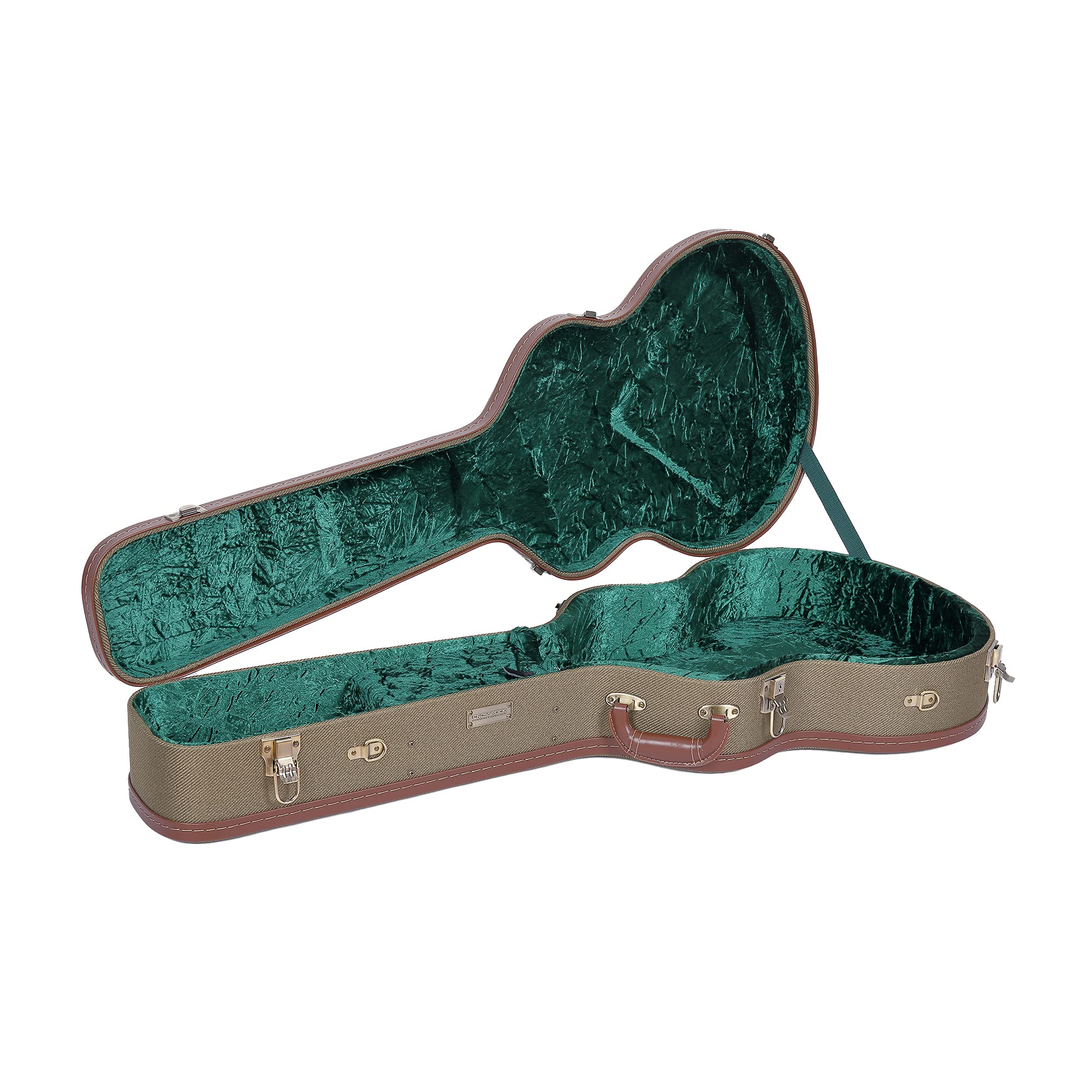 Vintage Style Wood Guitar Case for OM & Martin 000 Guitars with Removable Shoulder Strap - Green (CRW700OMGN) | Durable Protection for Travel & Stage Performances