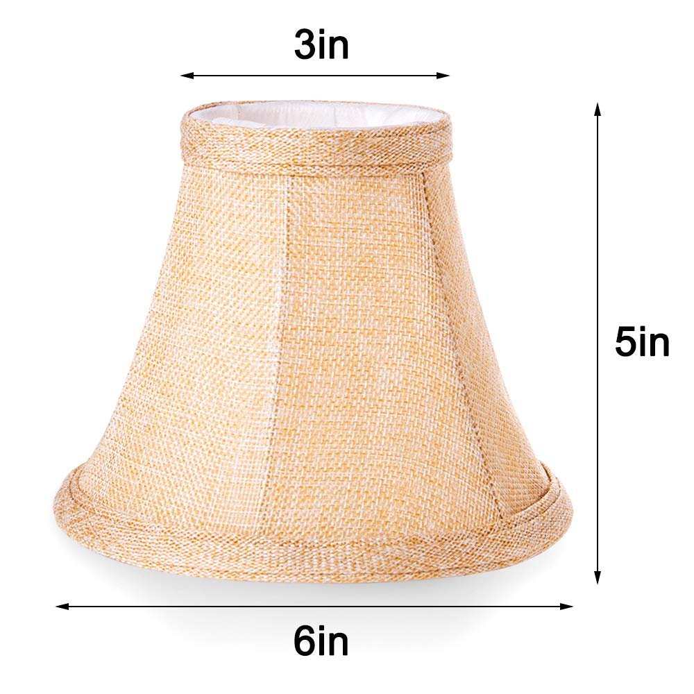 6-Pack Wellmet Small Clip-On Drum Lamp Shades for Candle Bulbs - 3x6x5 Inches - Perfect for Bedside, Desk & Decorative Lighting