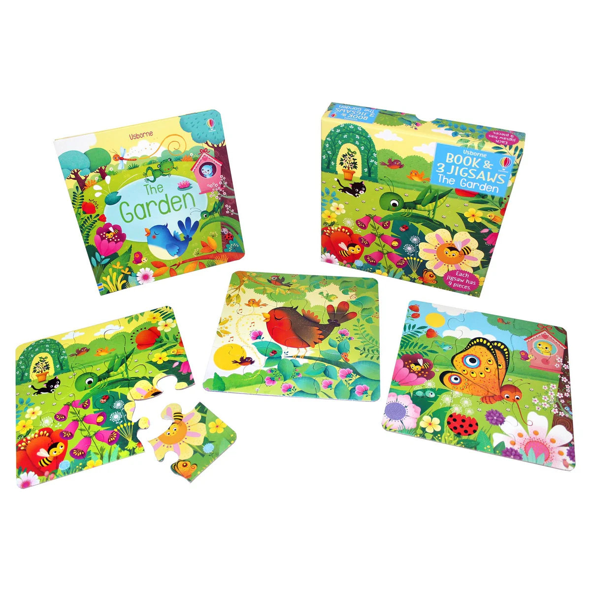 Garden Animals Boxed Set - 3 Nine Piece Puzzles & Book for Kids | Fun Learning Activity for Toddlers & Preschoolers | Perfect for Home, Classroom & Birthday Gifts