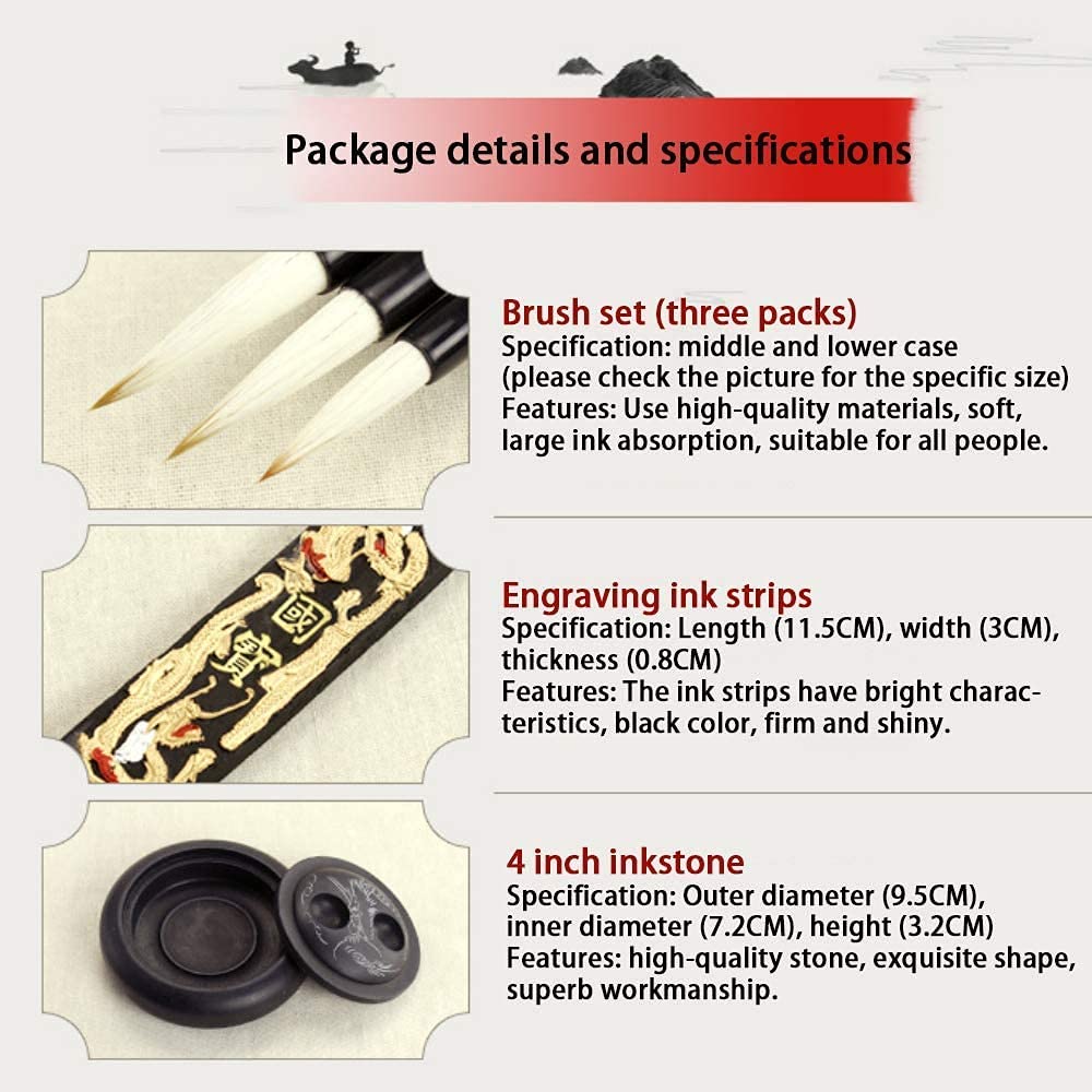 Chinese Calligraphy Brush Pens Set - Traditional Watercolor & Drawing Calligraphy Supplies for Beginners - Perfect Gift for Students - Ideal for Calligraphy Practice, Art Projects, and Creative Lettering