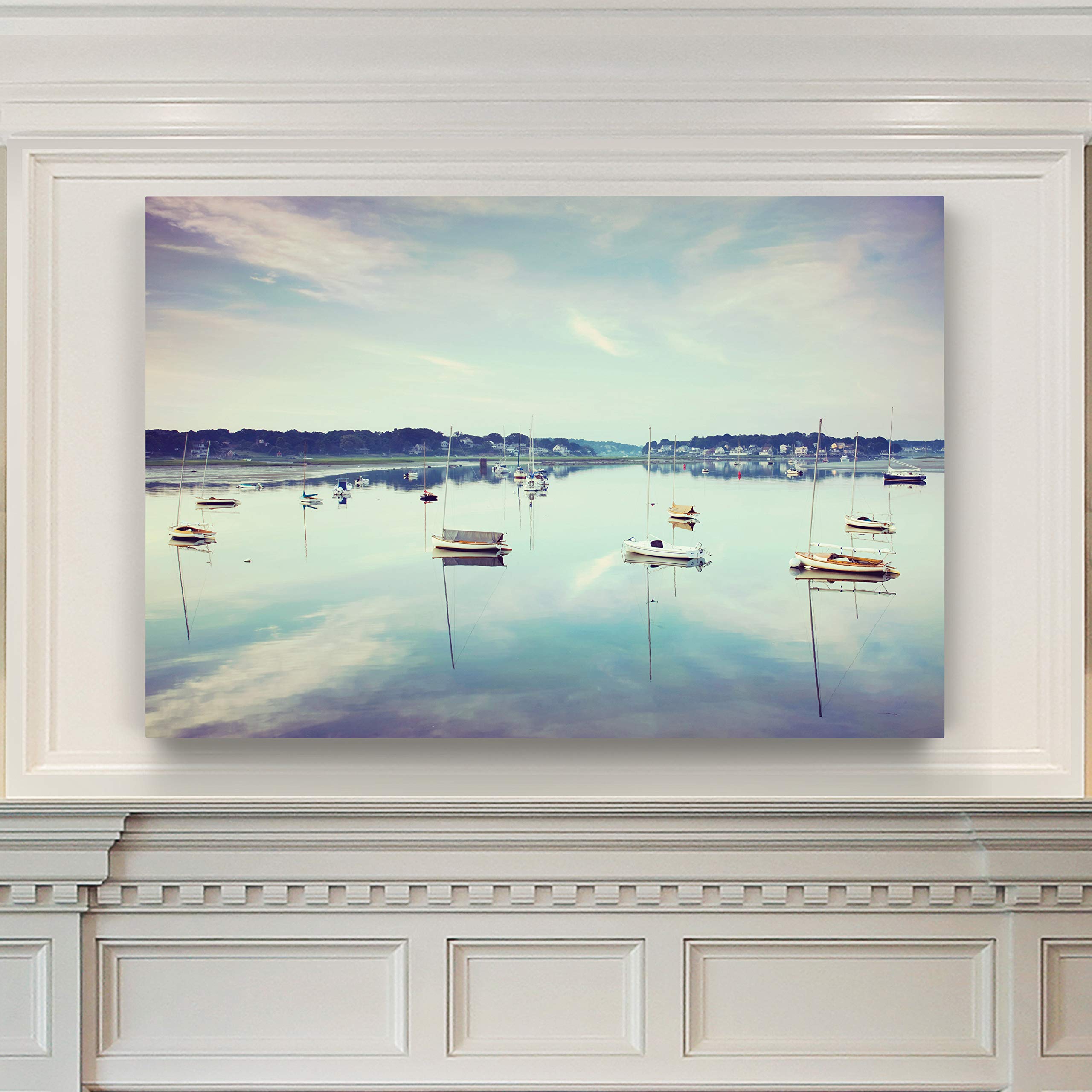 Premium Landscape Canvas Wall Art - Cape Ann Marina Photographic Print (24x36 Inch) for Living Room, Bedroom, Kitchen & Bathroom Decor | Stunning Gallery-Quality Home & Office Décor