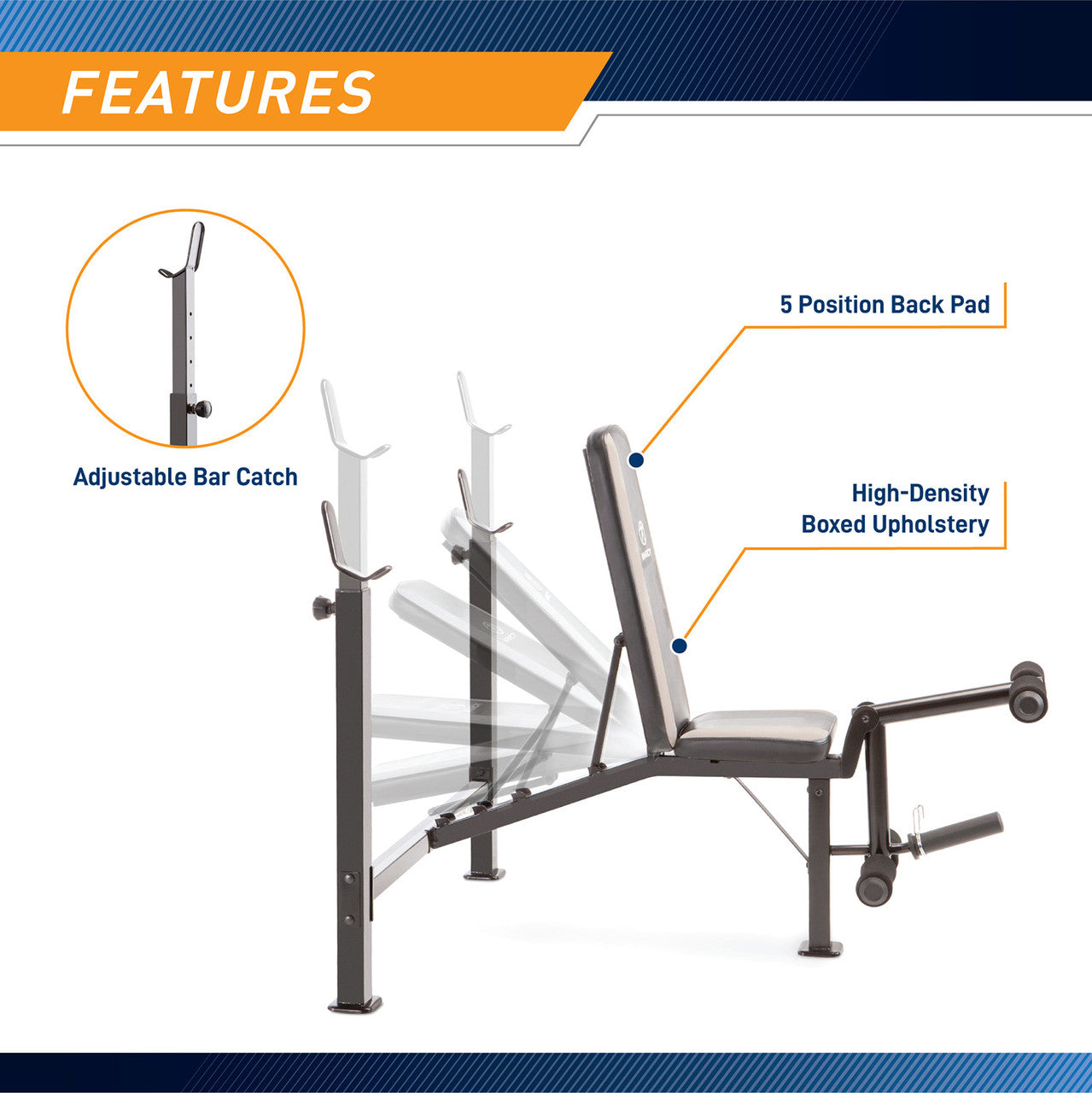Marcy Olympic MWB 4491 Adjustable Weight Bench for Home Gym - Strength Training & Weightlifting Workout Equipment for Full Body Exercises | Perfect for Home Fitness, Bodybuilding & CrossFit Training