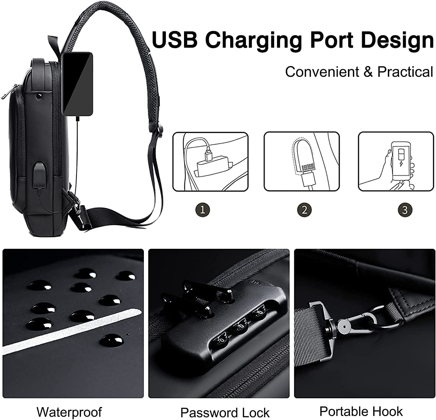 Cyrox Water-Resistant USB Backpack for Travel & School - Business & Daily Use