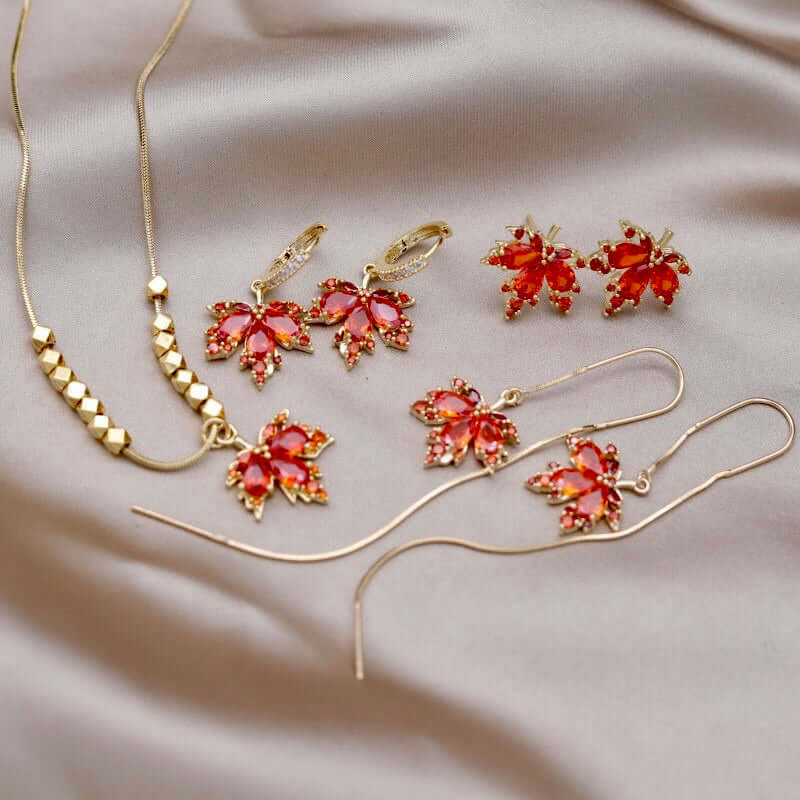 Premium Titanium Maple Leaf Pendant Necklace with Snake Chain - Elegant Jewelry for Women, Gift for Her | GS041 - Perfect for Everyday Wear, Parties, and Special Occasions
