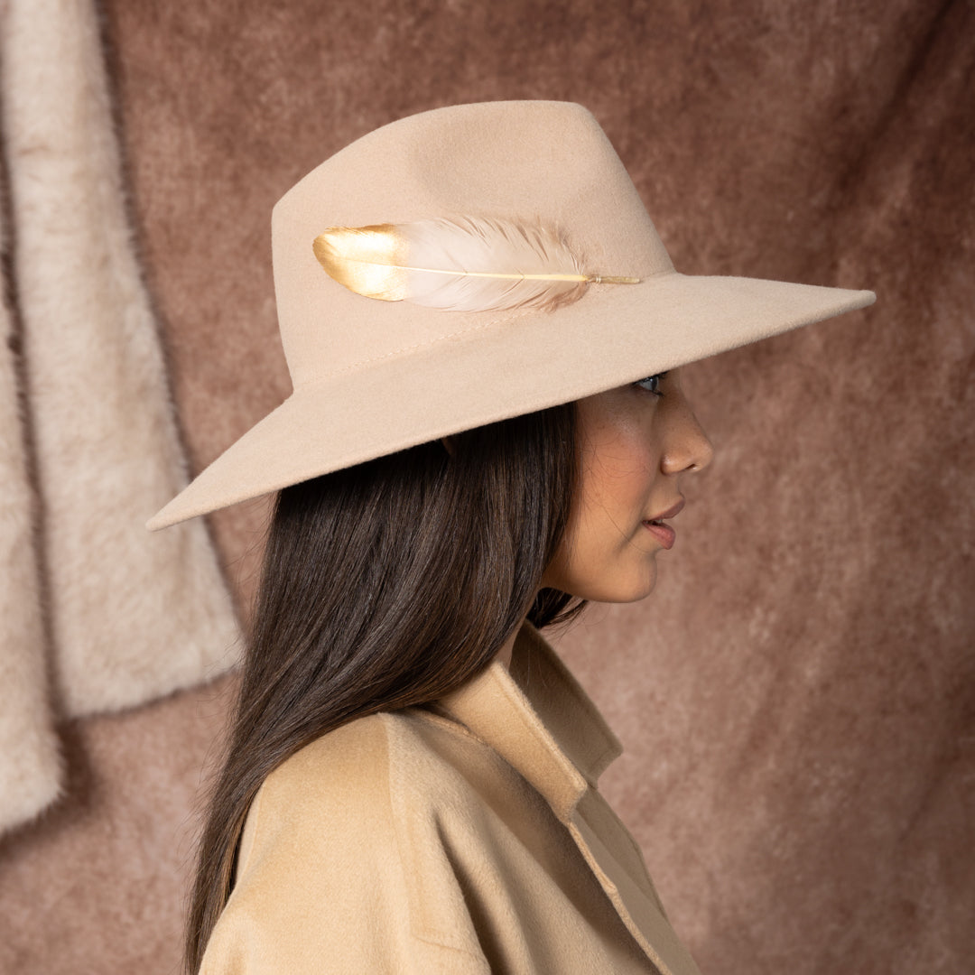 Stylish Emmanuelle Wool Felt Fedora Hat for Women - Classic Wide Brim Winter Fashion Accessory for Outdoor Activities, Travel & Special Occasions