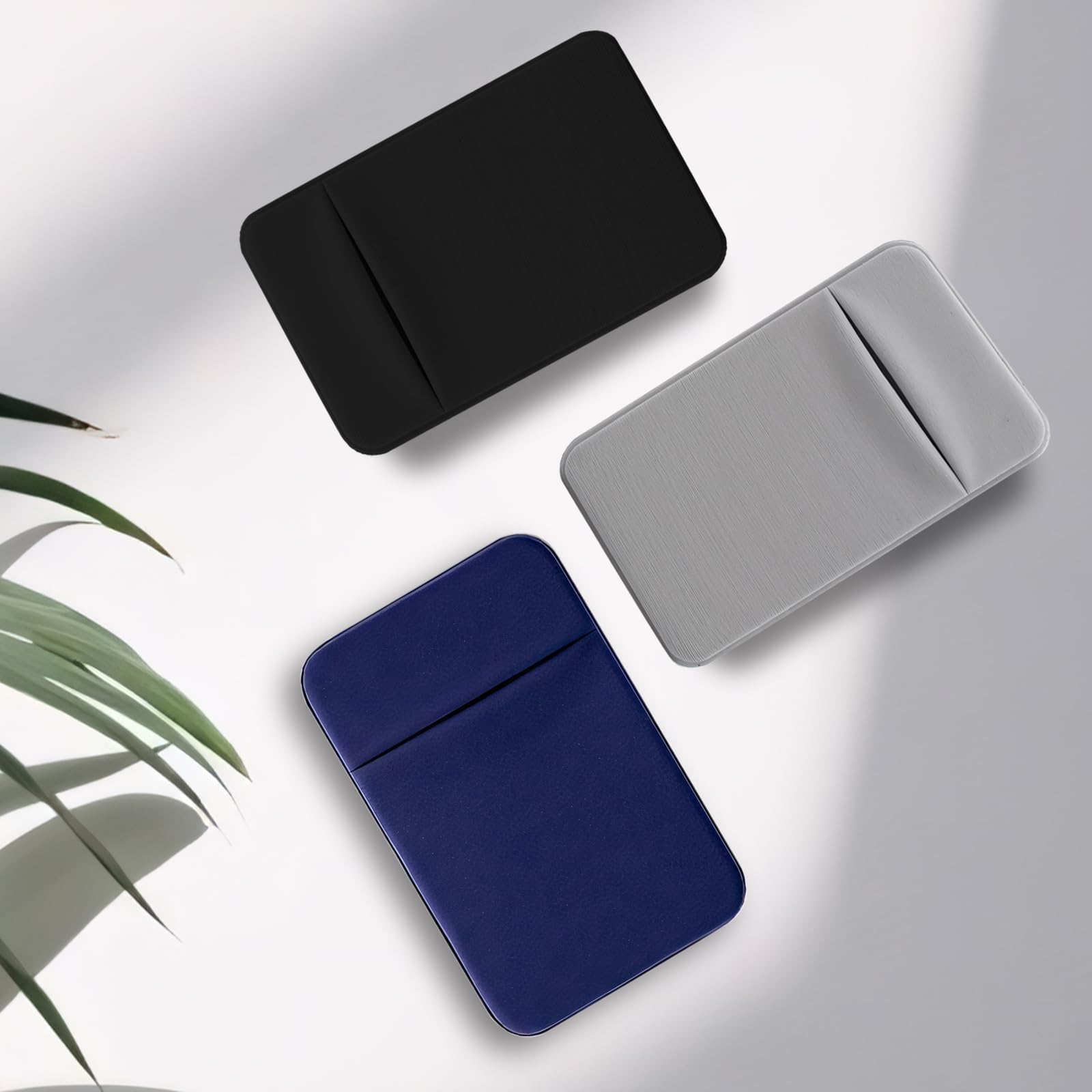 3-Pack Adhesive Phone Card Holder - Stick-On Wallet for iPhone Samsung (Black) | Secure ID Credit Card Pocket with Flap | Perfect for Travel, Gym & Everyday Use
