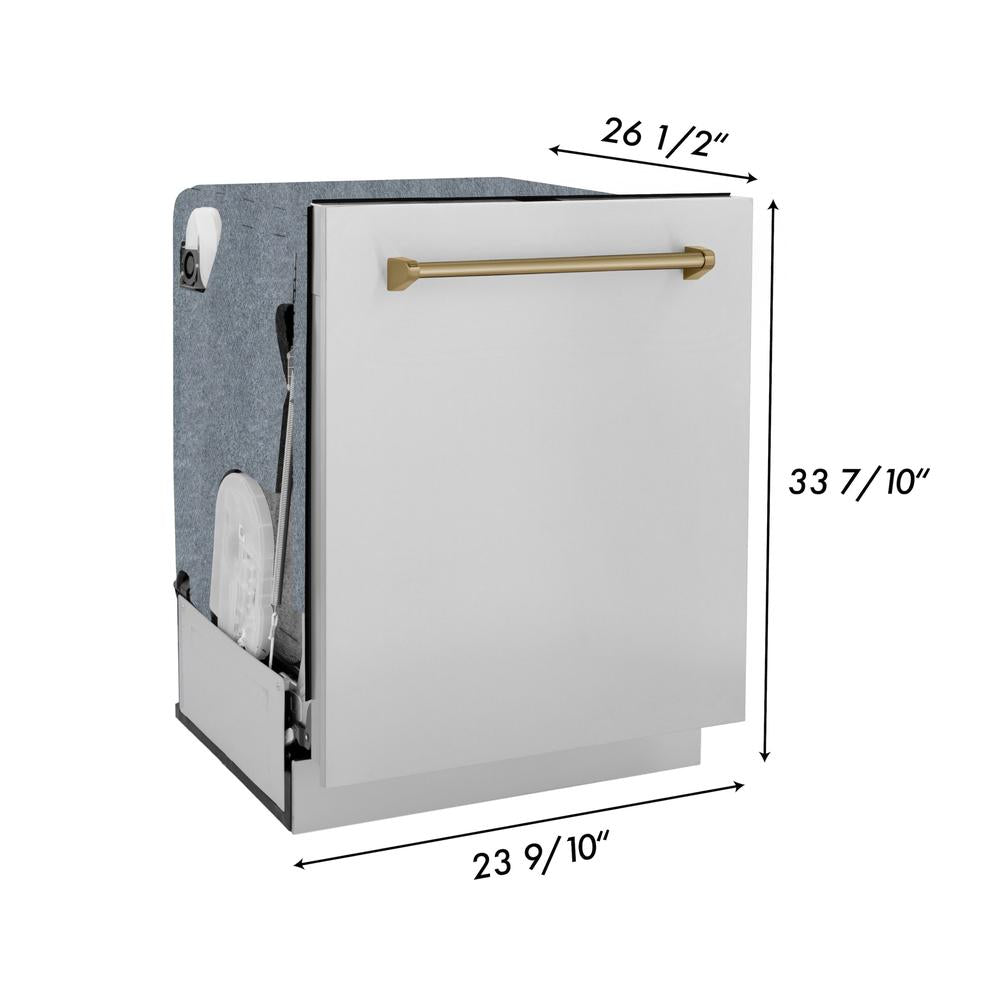 ZLINE Autograph Edition 48-inch Stainless Steel Dual Fuel Range with Range Hood & Dishwasher - Champagne Bronze Accents (3AKP RARHDWM48 CB) | Premium Kitchen Package for Modern Homes & Professional Chefs | Perfect for Gourmet Cooking & Entertaining