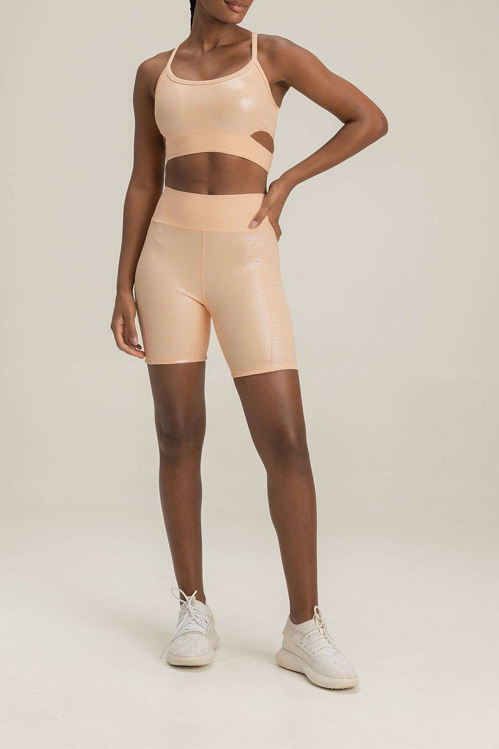 Rib Shine Shorts for Women - High Waist Stretchy Comfortable Workout Shorts - Perfect for Yoga, Running, and Gym