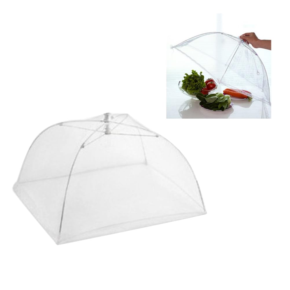 PRETYZOOM 2 Pack 16 Inch White Insulated Food Covers - Mesh Food Protectors for Kitchen, Buffet, Picnic & Outdoor Dining - Keep Food Fresh & Bug-Free