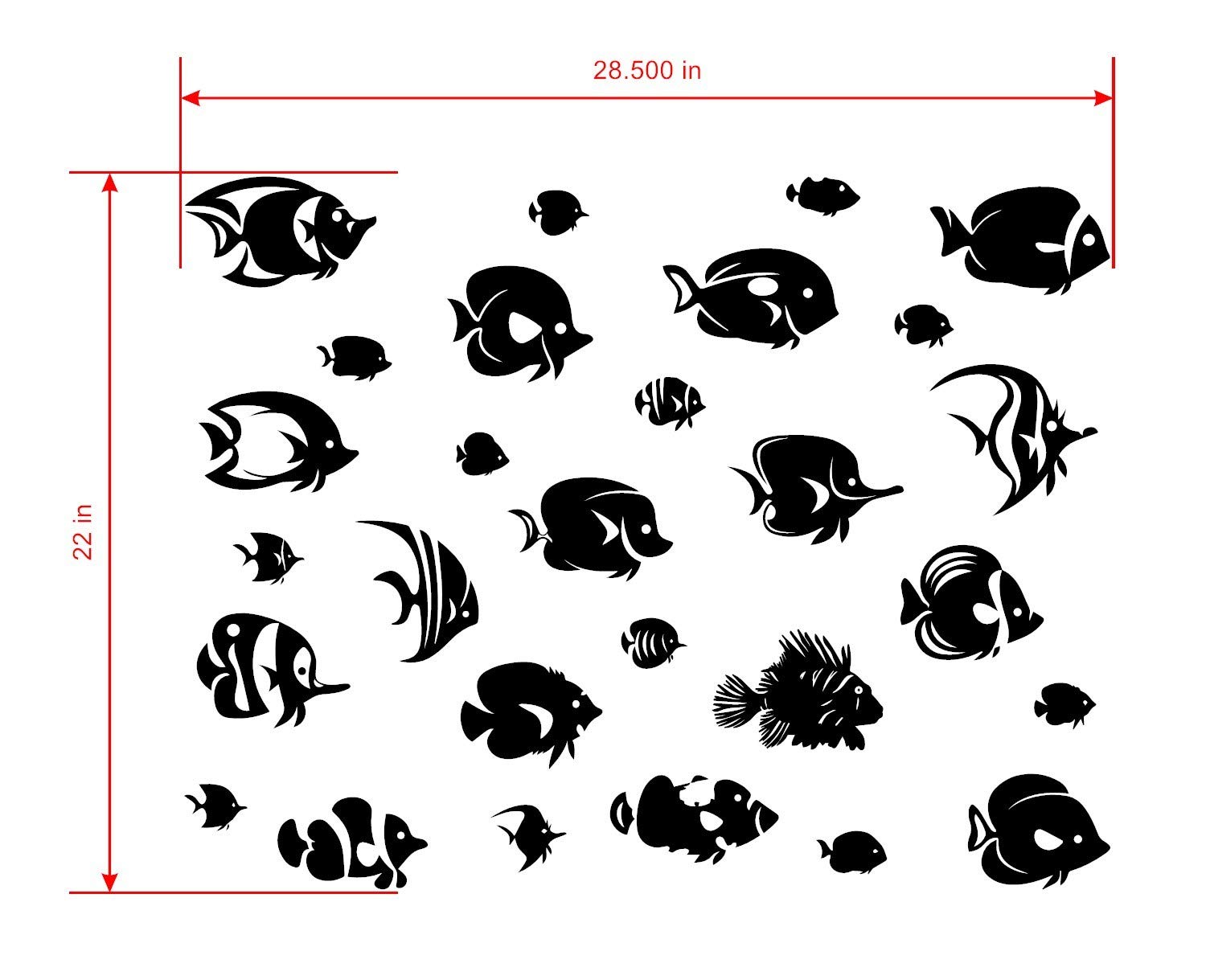 AOC-Labs Tropical Fish Wall Decals - Removable Stickers for Aquarium, Kids Bedroom & Home Decor - DIY Rearrangeable Underwater Theme Stickers - Perfect for Nursery, Playroom & Bathroom Wall Art