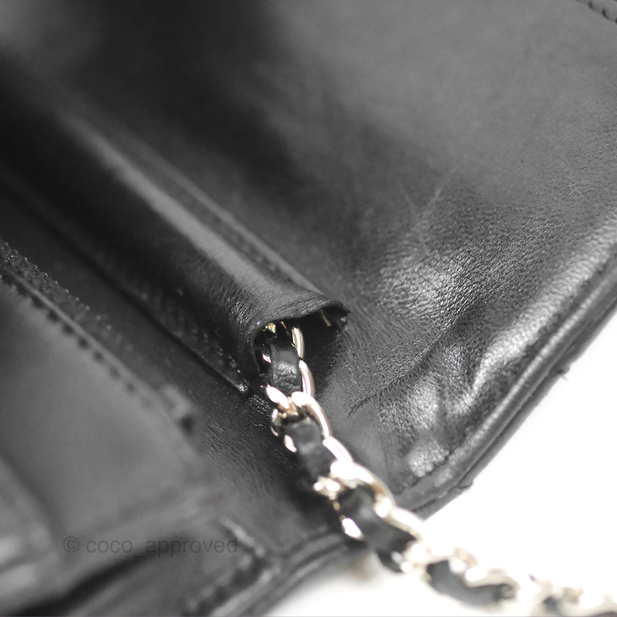 Chanel Classic Chevron Wallet on Chain WOC - Black Lambskin Leather with Silver Hardware | Crossbody Bag for Women, Perfect for Evening Events & Daily Use