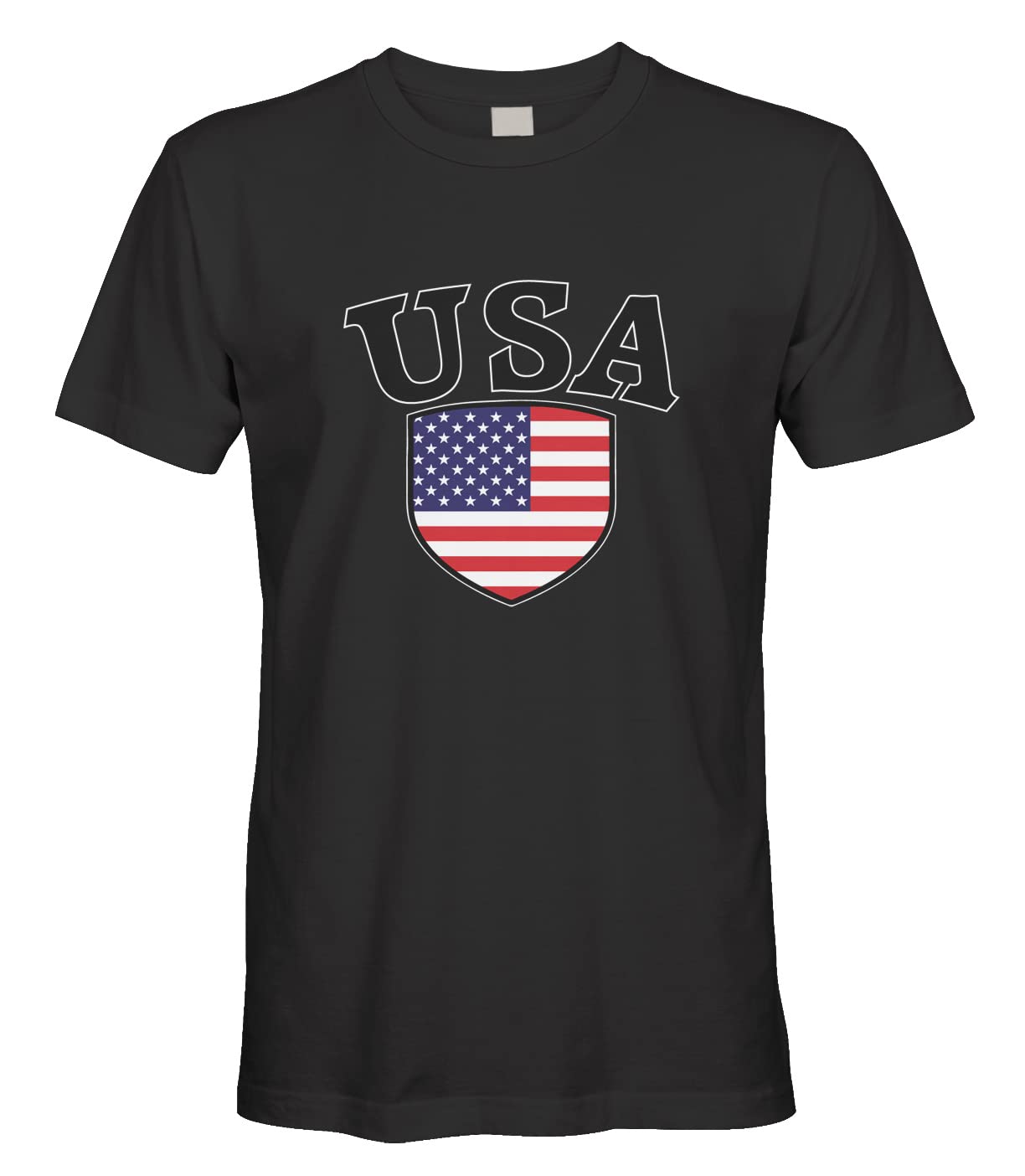 Men's Patriotic USA Flag Shield Crest T-Shirt - Comfortable Cotton Tee for 4th of July, Veterans Day & Independence Day Celebrations