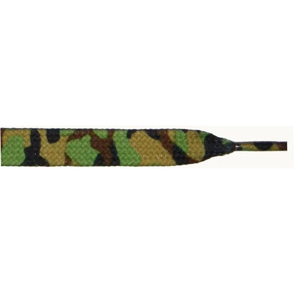 Printed 3/8 Inch Flat Shoelaces - Green Camouflage Design (1 Pair) | Durable Laces for Sneakers, Boots & Casual Shoes | Perfect for Outdoor Activities & Military Style Fashion
