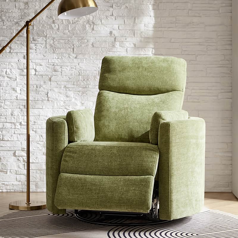 Monica Swivel Rocker Power Recliner Chair with Adjustable Headrest & Lumbar Support - Optional Removable Pillows - Perfect for Living Room, Home Theater & Relaxation