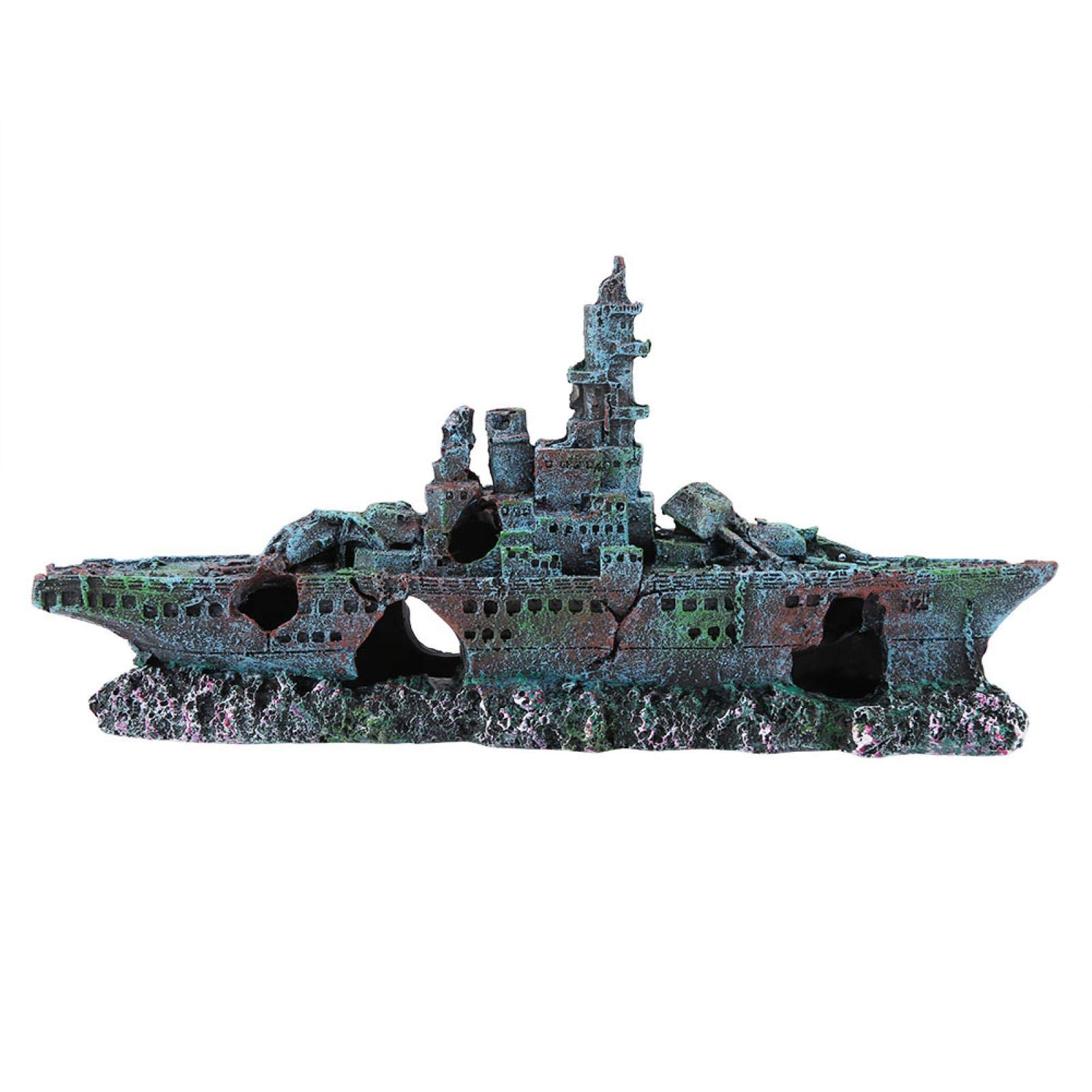 GLOGLOW Aquarium Shipwreck Decor - Resin Sunken Ship Ornament for Fish Tank | Underwater Pirate Ship Decoration for Home & Office Aquariums | Perfect for Tropical Fish, Betta Tanks & Aquatic Scenes