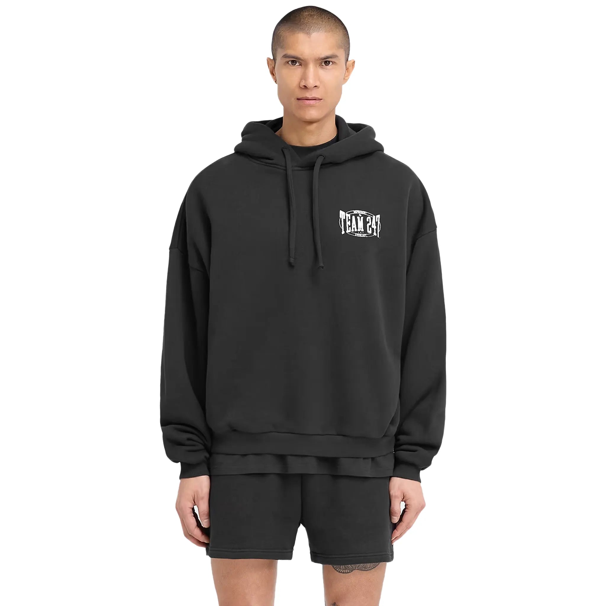 Represent 247 X Everlast Training Camp Boxy Off Black Hoodie - Men's Streetwear Pullover for Gym, Boxing & Urban Fashion