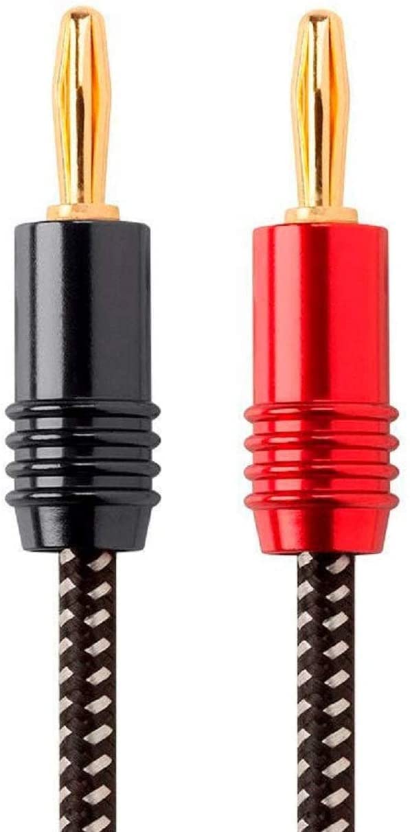 Monoprice Premium Braided 14AWG Speaker Wire with Gold Plated Banana Plugs - Affinity Series 4-Pack (3 Feet) - Perfect for Home Theater, Stereo Systems & Audio Setups