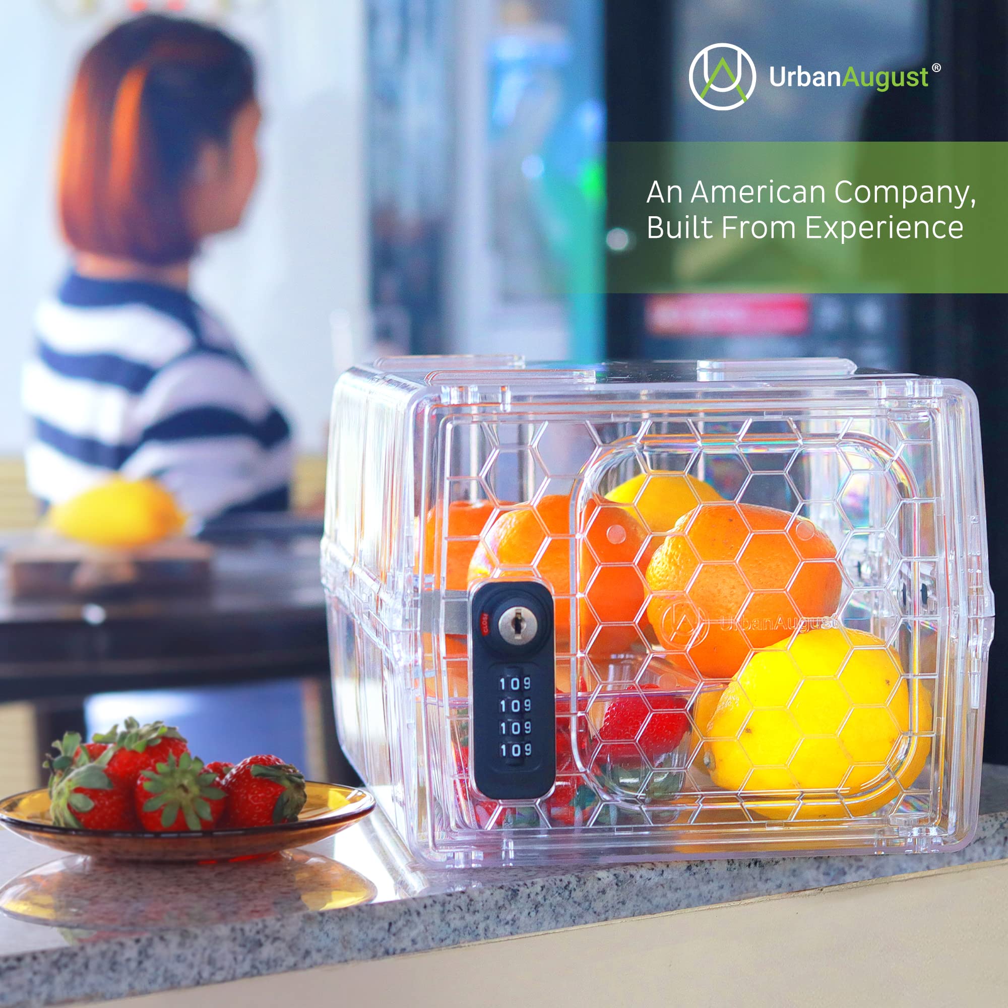 Urban August Lock Box for Food & Medicine Storage - Secure Dual Combination & Key Lock Box - Durable Industrial-Grade Plastic Container - Clear One Size - Perfect for Pantry, Office, Travel & Medication Organization