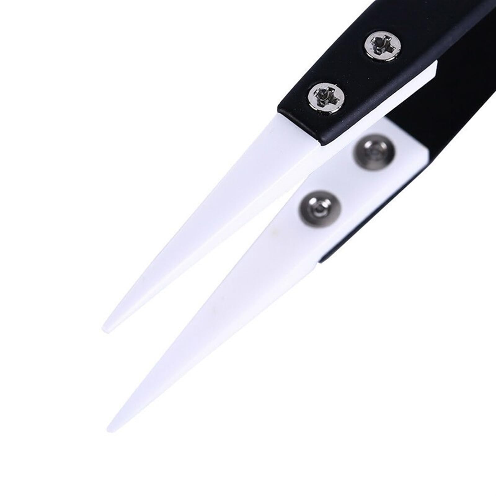 Precision Ceramic Tweezers for Hair Removal & Electronics Soldering - Stainless Steel Handle Professional Hand Tool - Perfect for Eyebrow Grooming, Jewelry Making & DIY Crafts